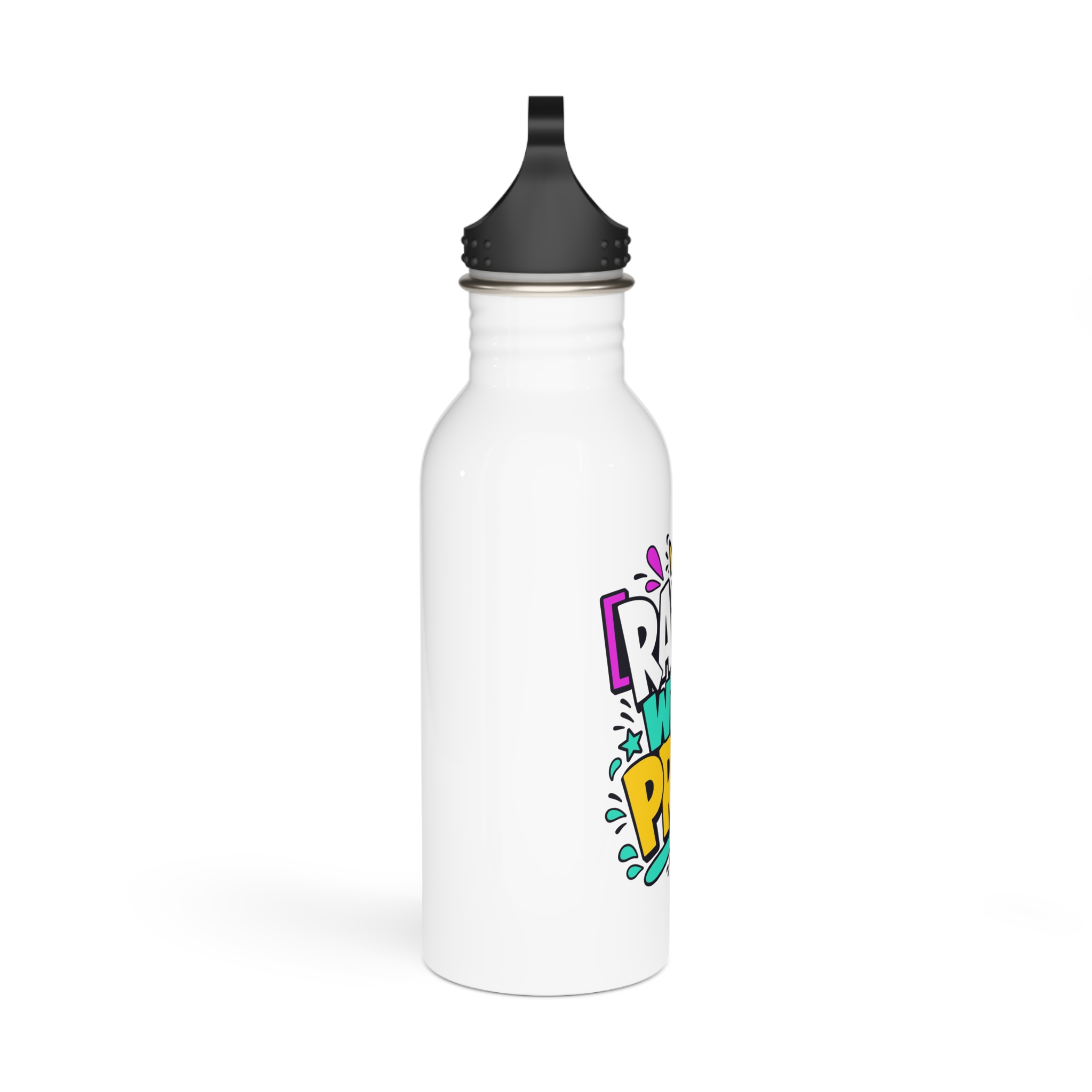Raised With Pride Text Effect Stainless Steel Water Bottle - Image 2