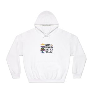 Non Binary Valid T Shirt Design Isolated White Background Unisex Dryblend Hooded Sweatshirt