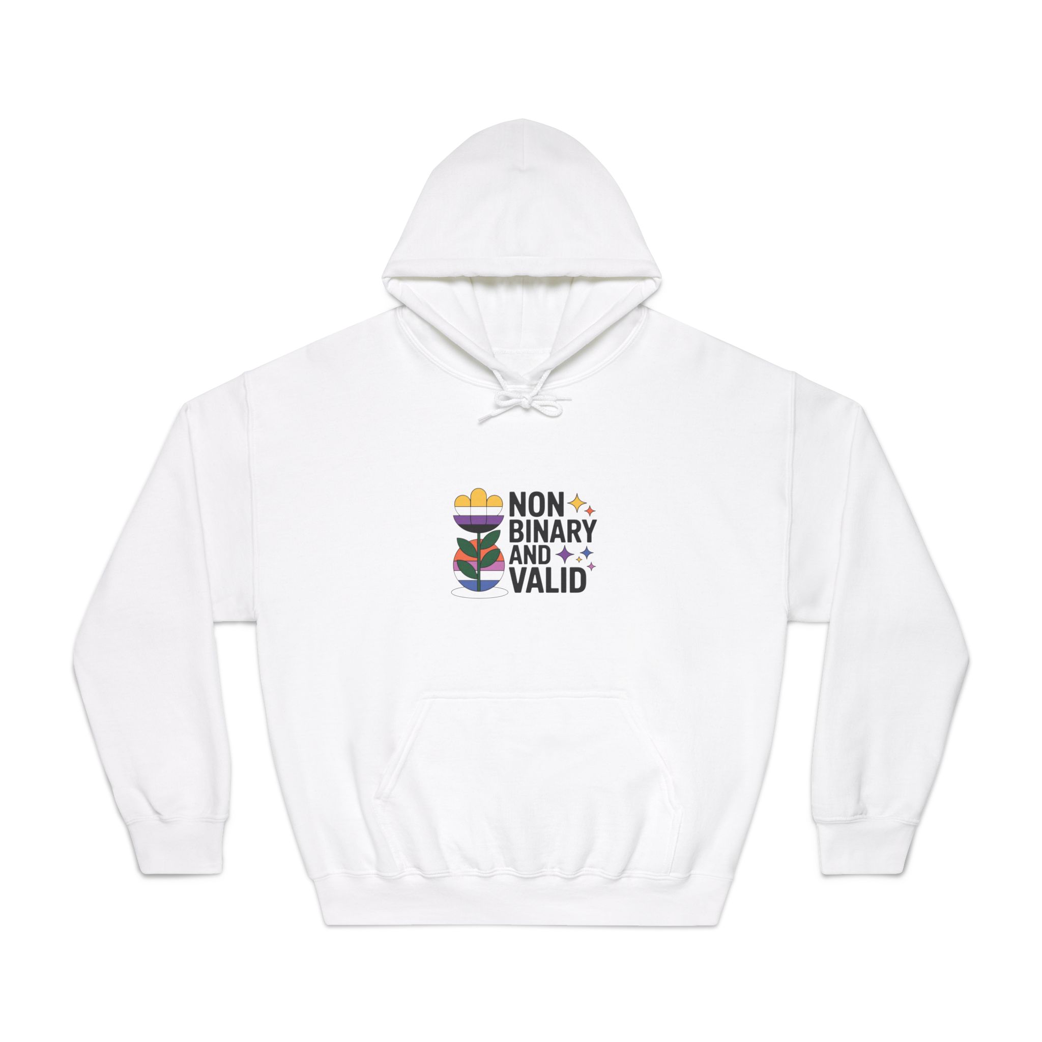 Non Binary Valid T Shirt Design Isolated White Background Unisex Dryblend Hooded Sweatshirt