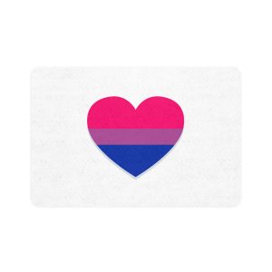 Bisexual Flag Heart Shape Pet Food Mat 12x18