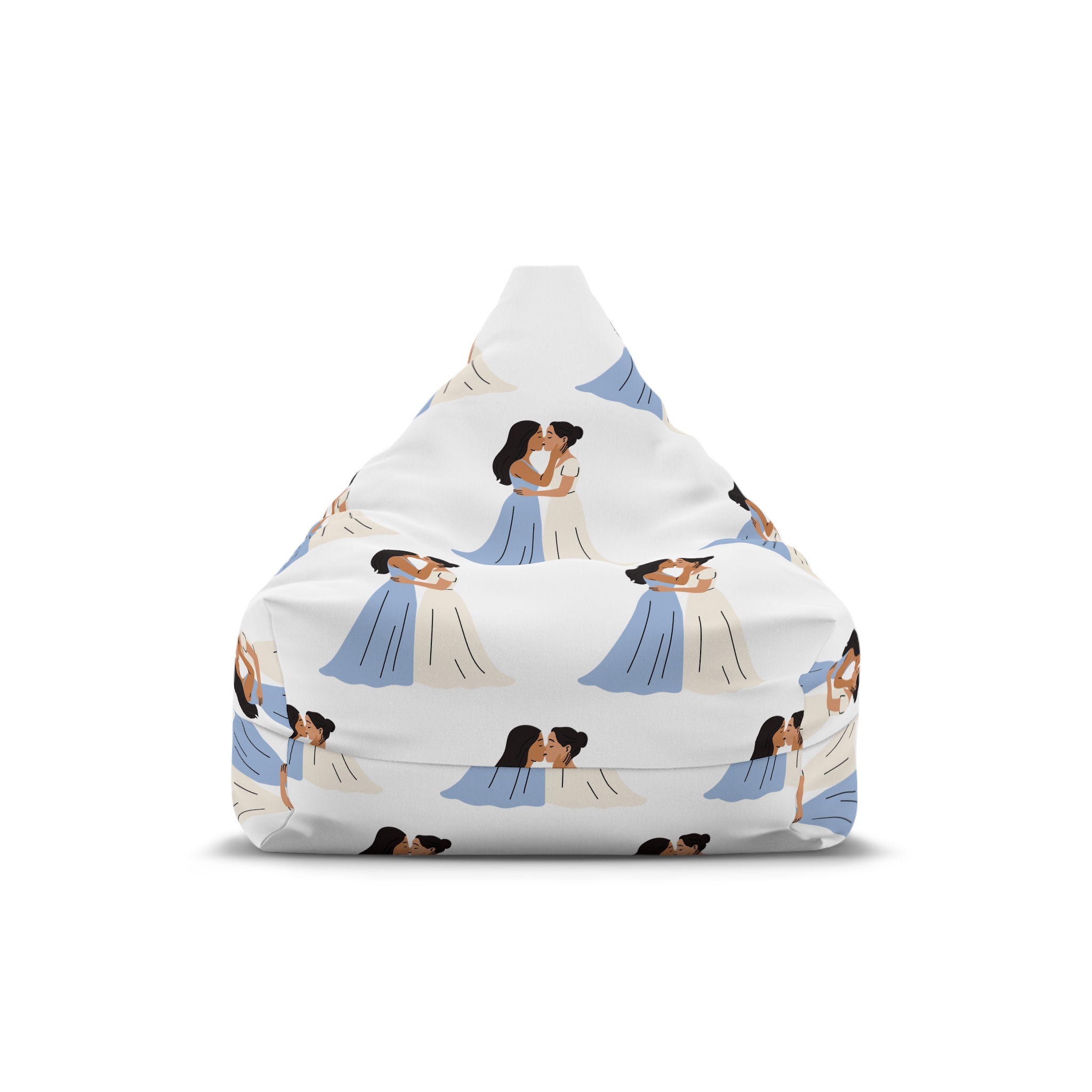 Romantic Lesbian Couple Kissing Wedding Dresses Bean Bag Chair Cover