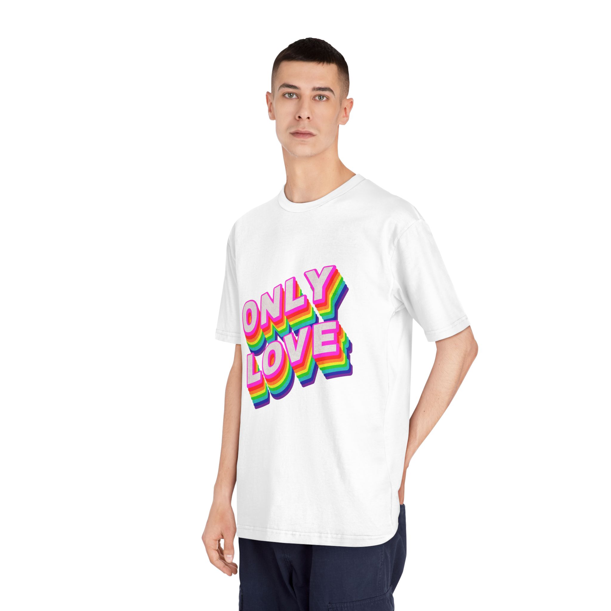 Rainbow Word Only Love Typography Design Element - Unisex Classic Crewneck T Shirt - Image 4