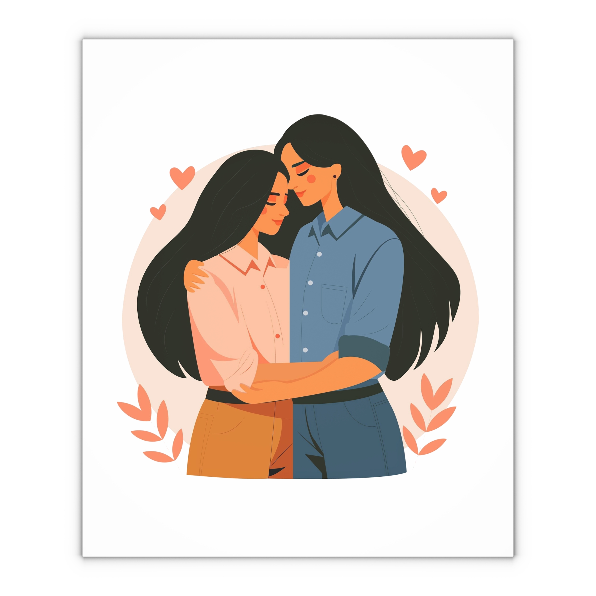 Indian Lesbian Couple Love Hugging Gift Wrapping Paper Sheets 1pc - Image 4