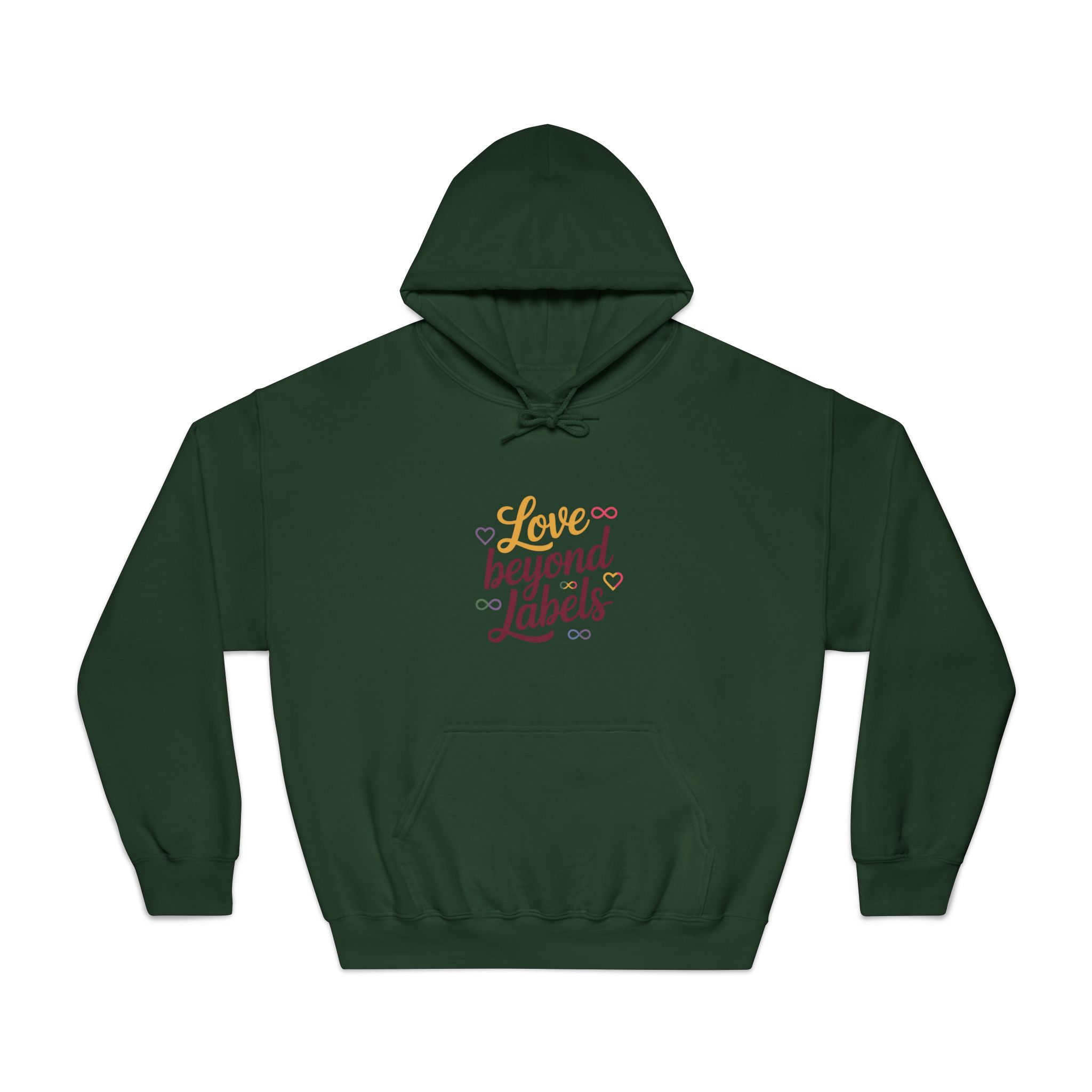 Love Beyond Labels T Shirt Design Isolated White Background Unisex Dryblend Hooded Sweatshirt - Image 21