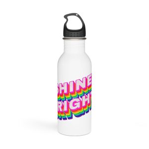 Rainbow Word Shine Bright Typography Design Element Stainless Steel Water Bottle