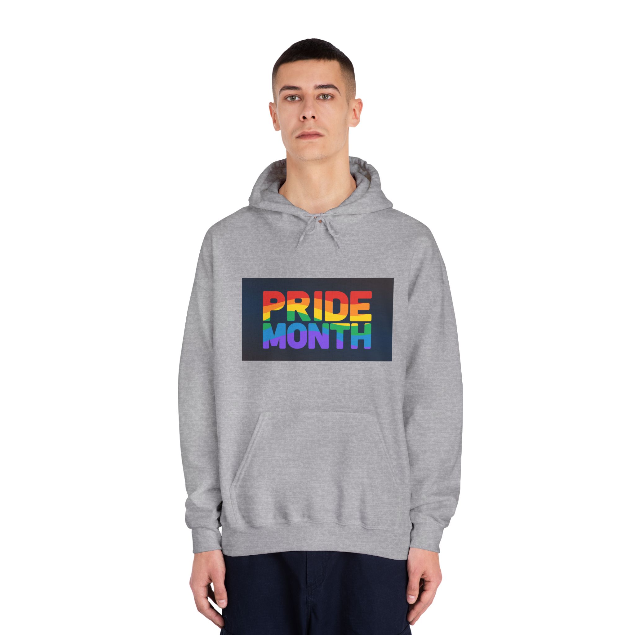 Lgbt Pride Rainbow Flag Lettering Banner Poster Social Media Pride Calligraphy With Unisex Dryblend Hooded Sweatshirt - Image 15