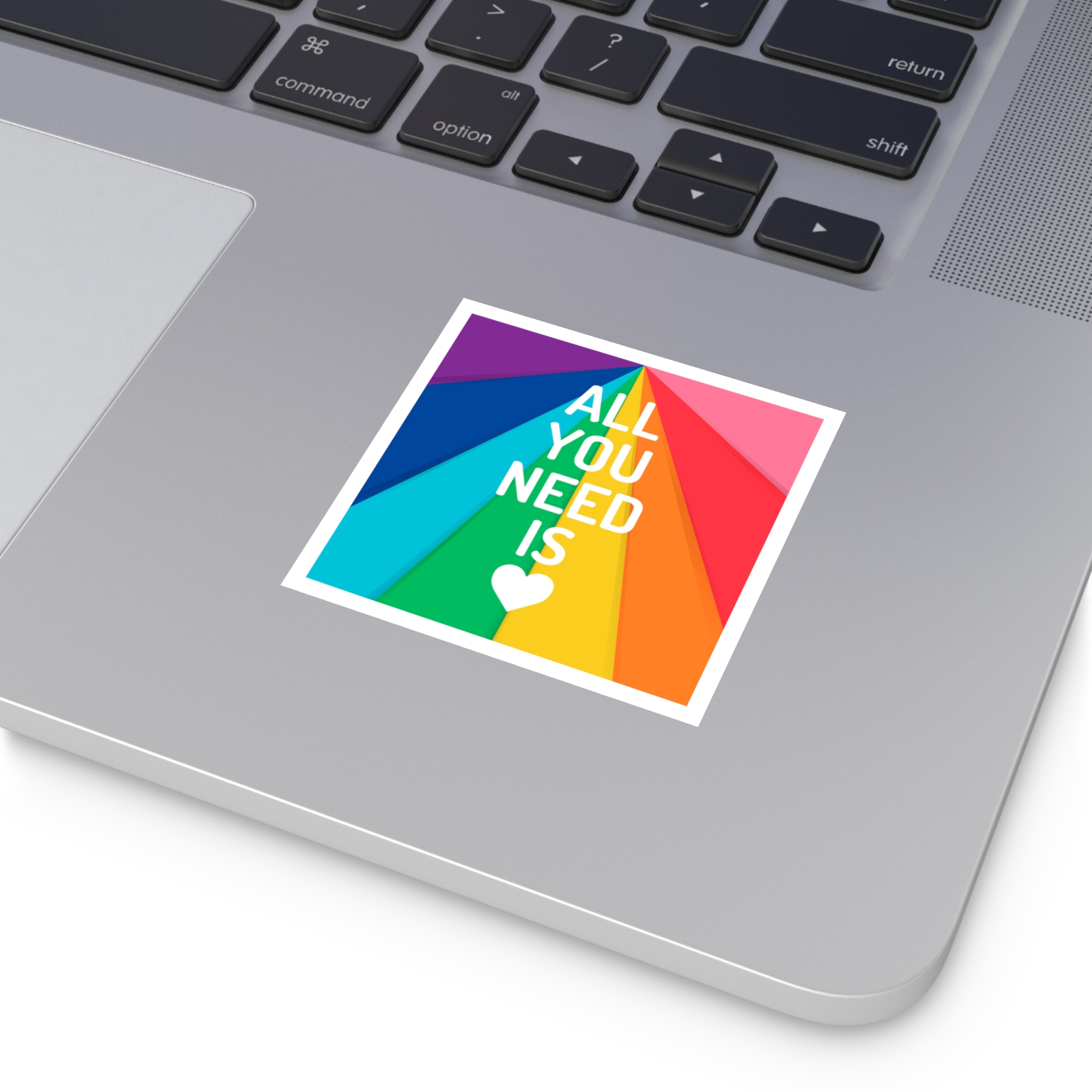 Rainbow Colored Background With All You Need Is Love Concept Pride Month Laminate Stickers Square - Image 3
