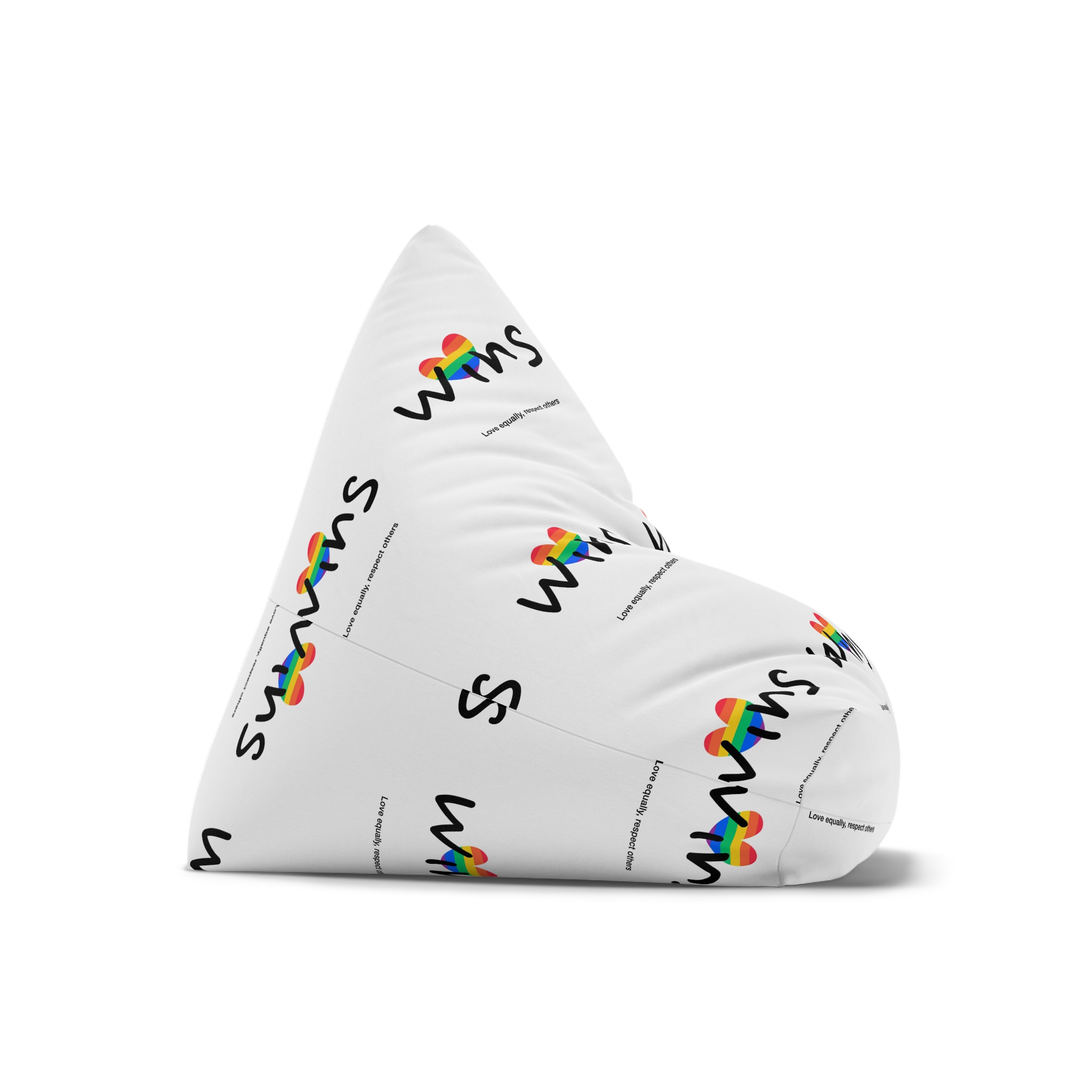 Love Letter Pride Rainbow Lettering Text Writing Pattern Freedom Love Heart Homo Colors Flag Parade (2) Bean Bag Chair Cover - Image 7
