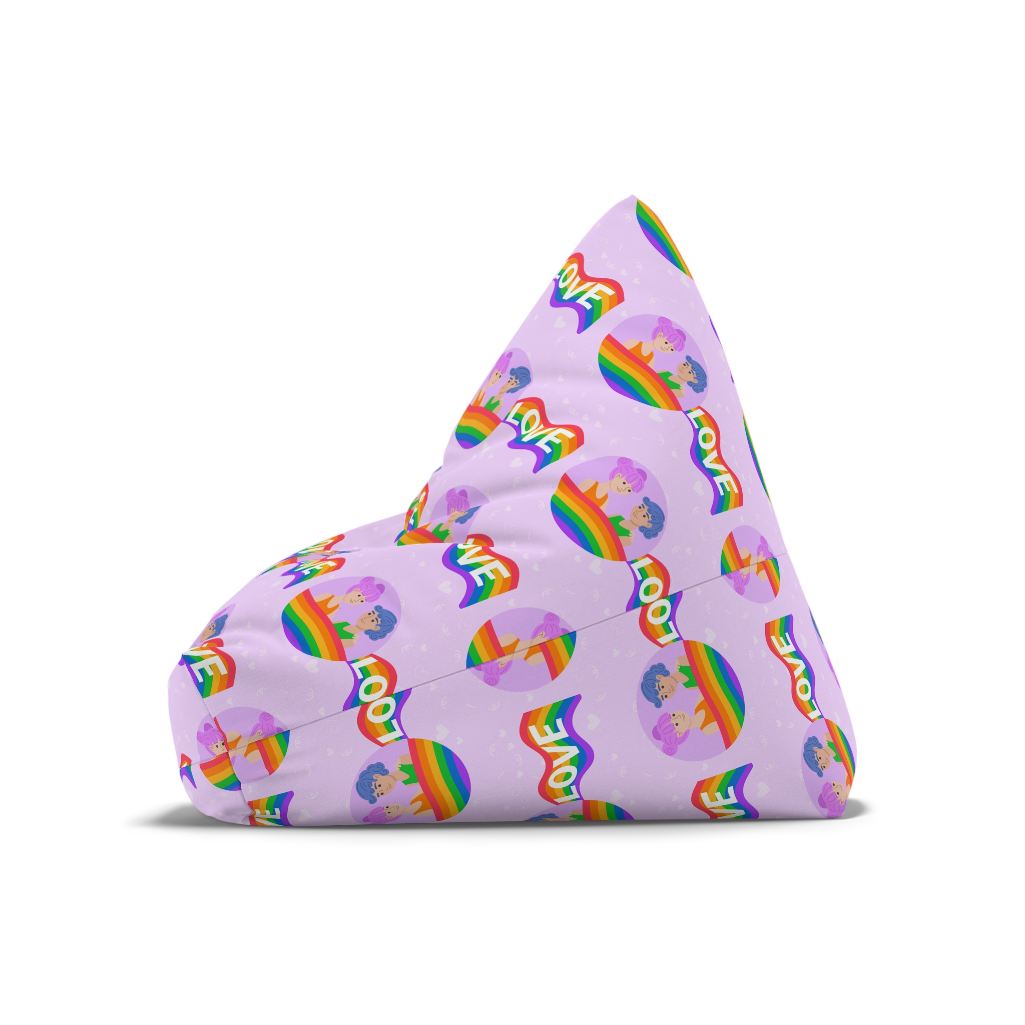 Joyful Group Holding Waving Pride Flag Bean Bag Chair Cover - Image 8