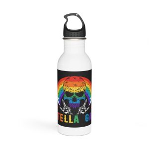 Stela Gay Skull Rainbow Gay Pride Vector T Shirt Stainless Steel Water Bottle