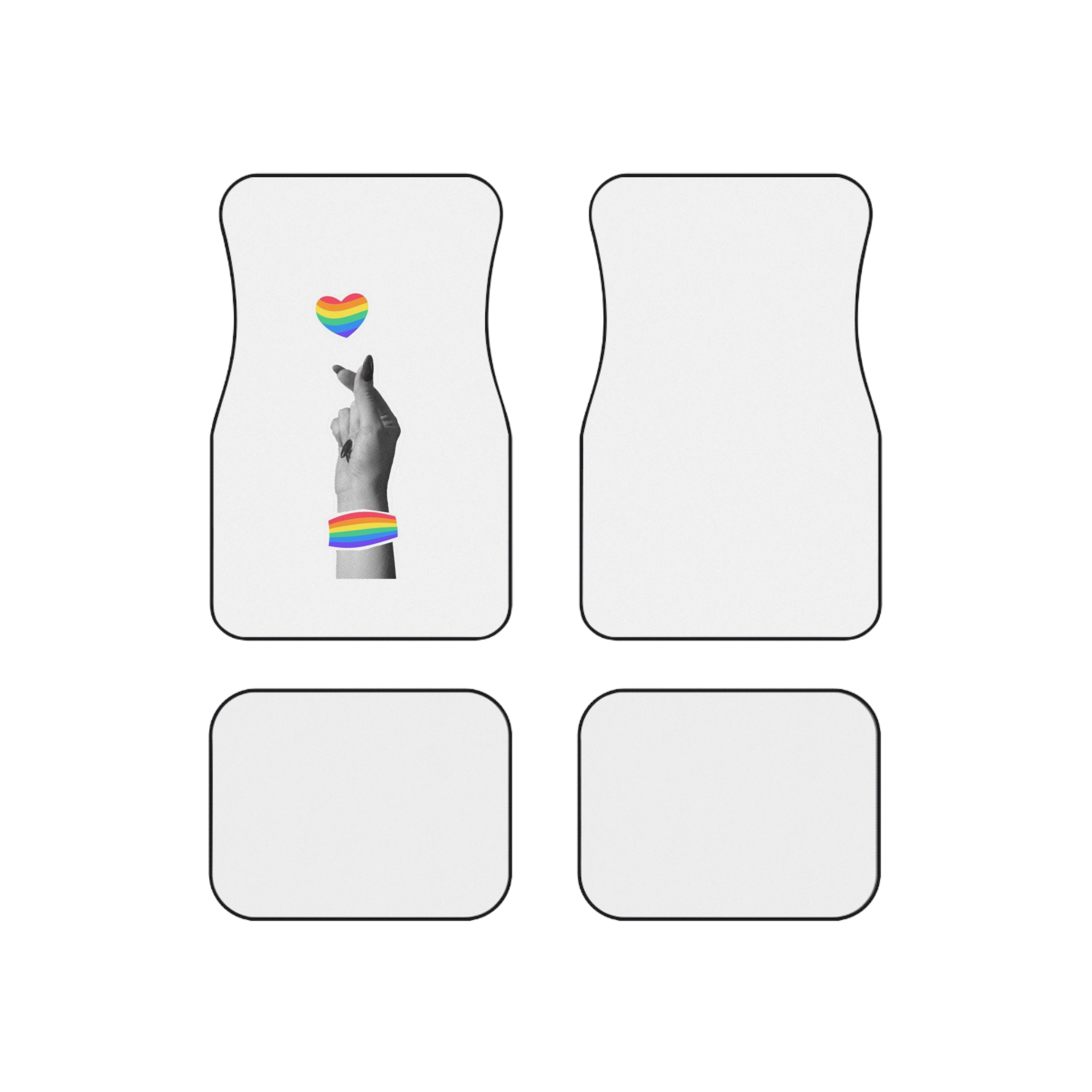 Pride Month Card Lgbtq Trendy Retro Collage Halftone Hands Vector Illustration Poster Banner Car Mats Set Of 4