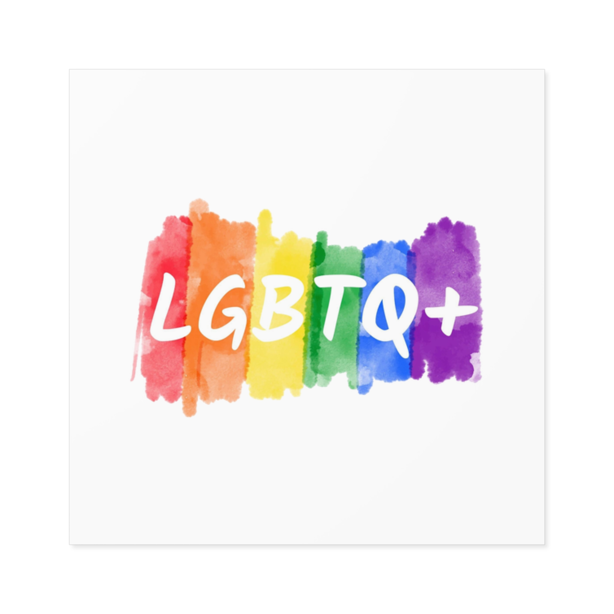 Lgbtq Logo Lettering Text Vector Rainbow Watercolor Paint Textured Colorful Stripes Laminate Stickers Square - Image 9