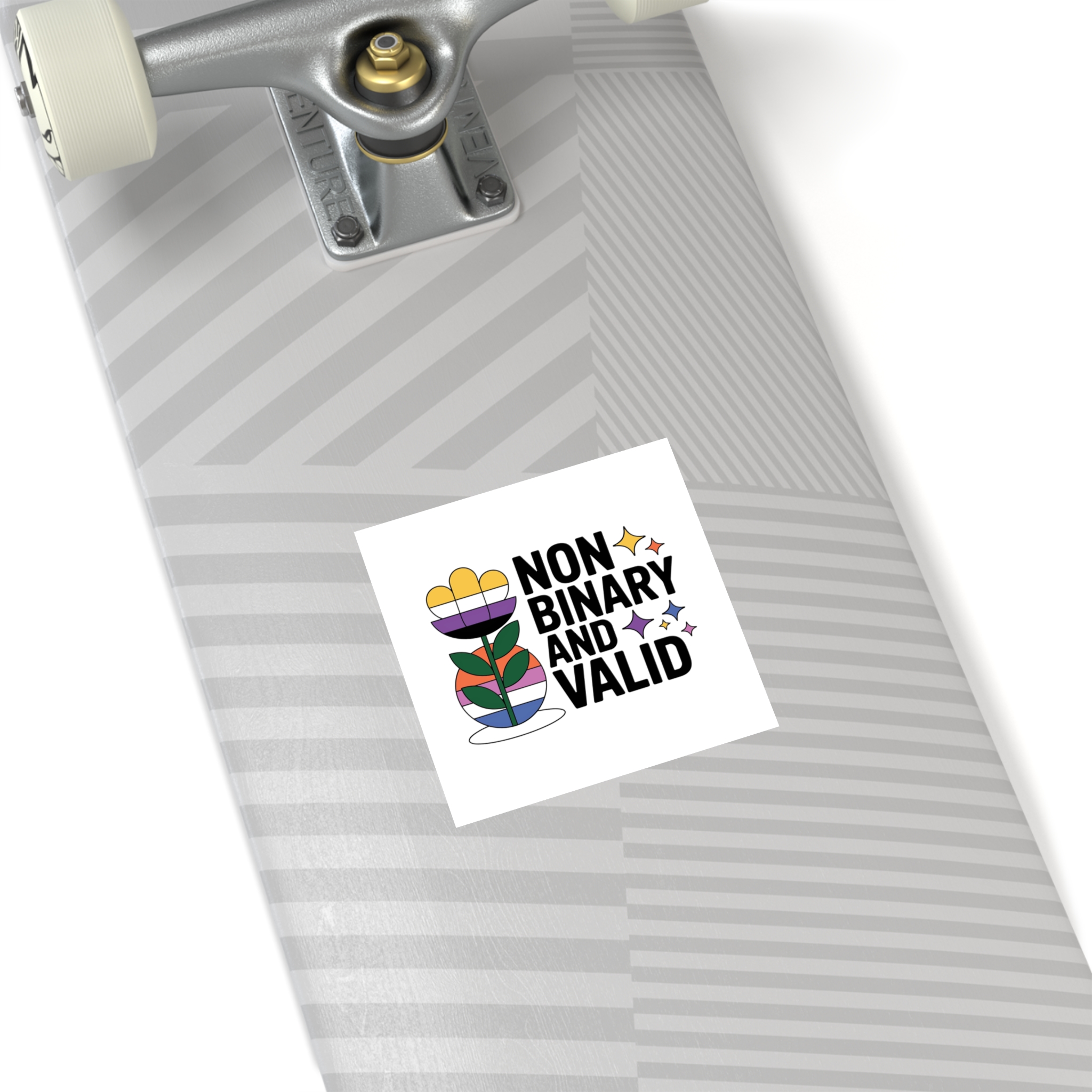 Non Binary Valid T Shirt Design Isolated White Background Laminate Stickers Square - Image 72