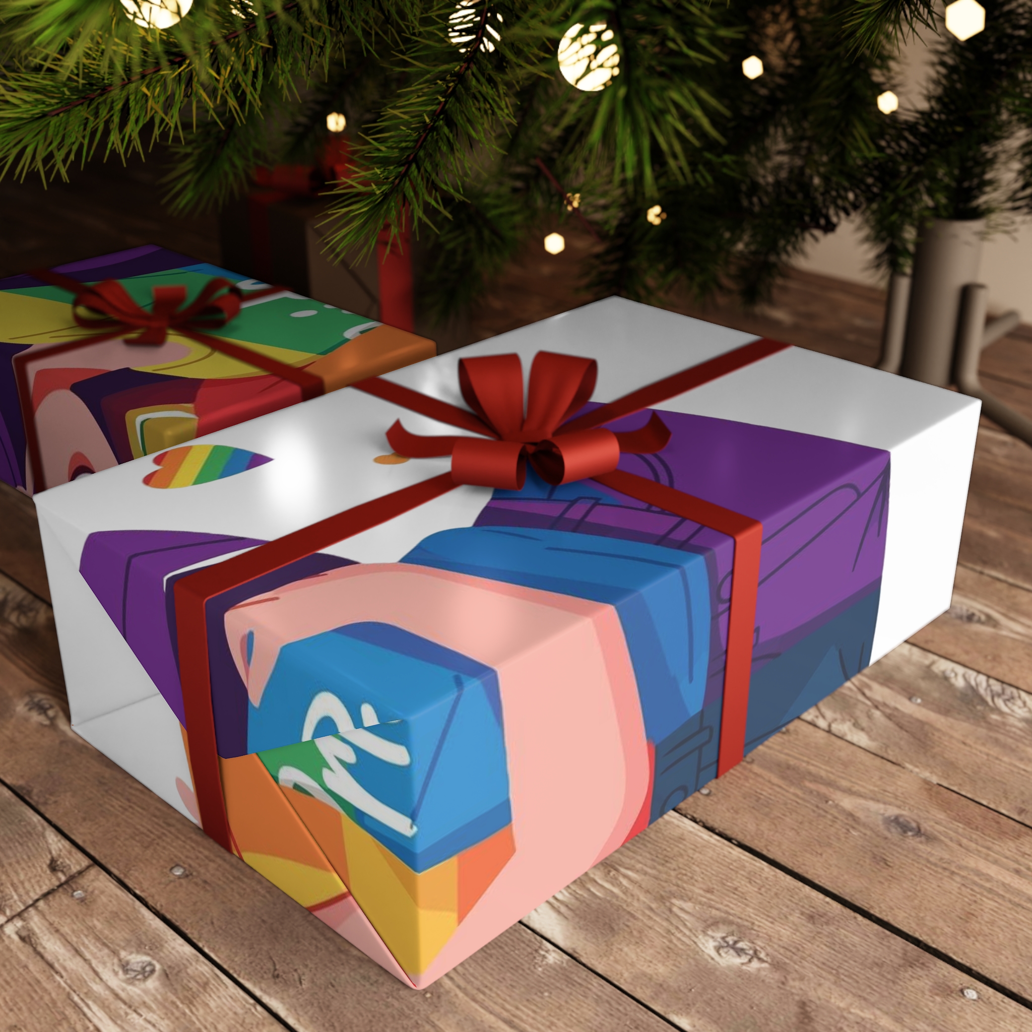 Celebrating Love Diversity Two Happy People Embracing Together Gift Wrapping Paper Sheets 1pc - Image 6