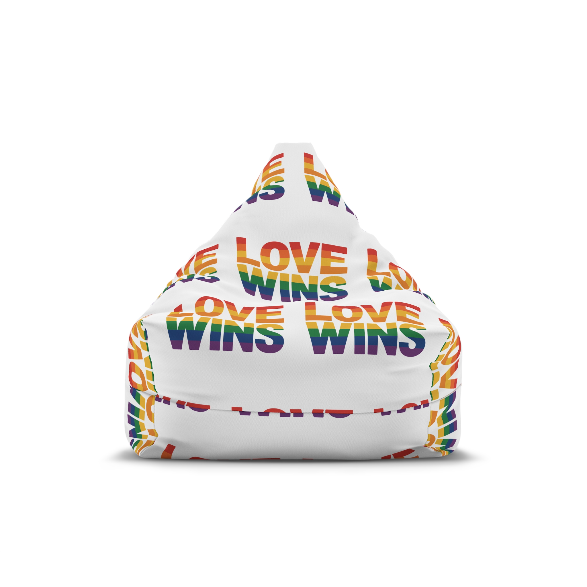 Love Wins Rainbow Pride Message Bean Bag Chair Cover