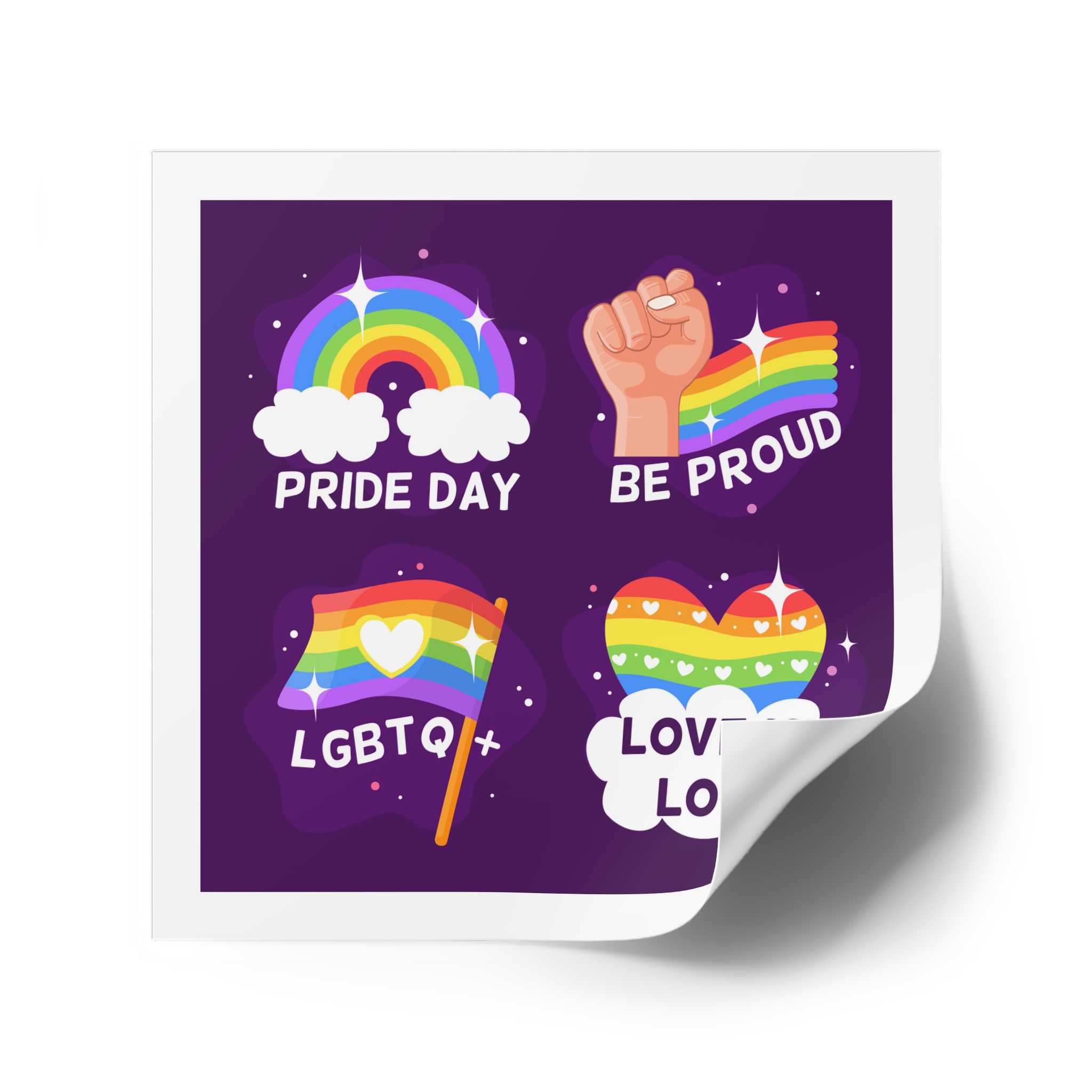 Pride Day Badges Collection Laminate Stickers Square - Image 42