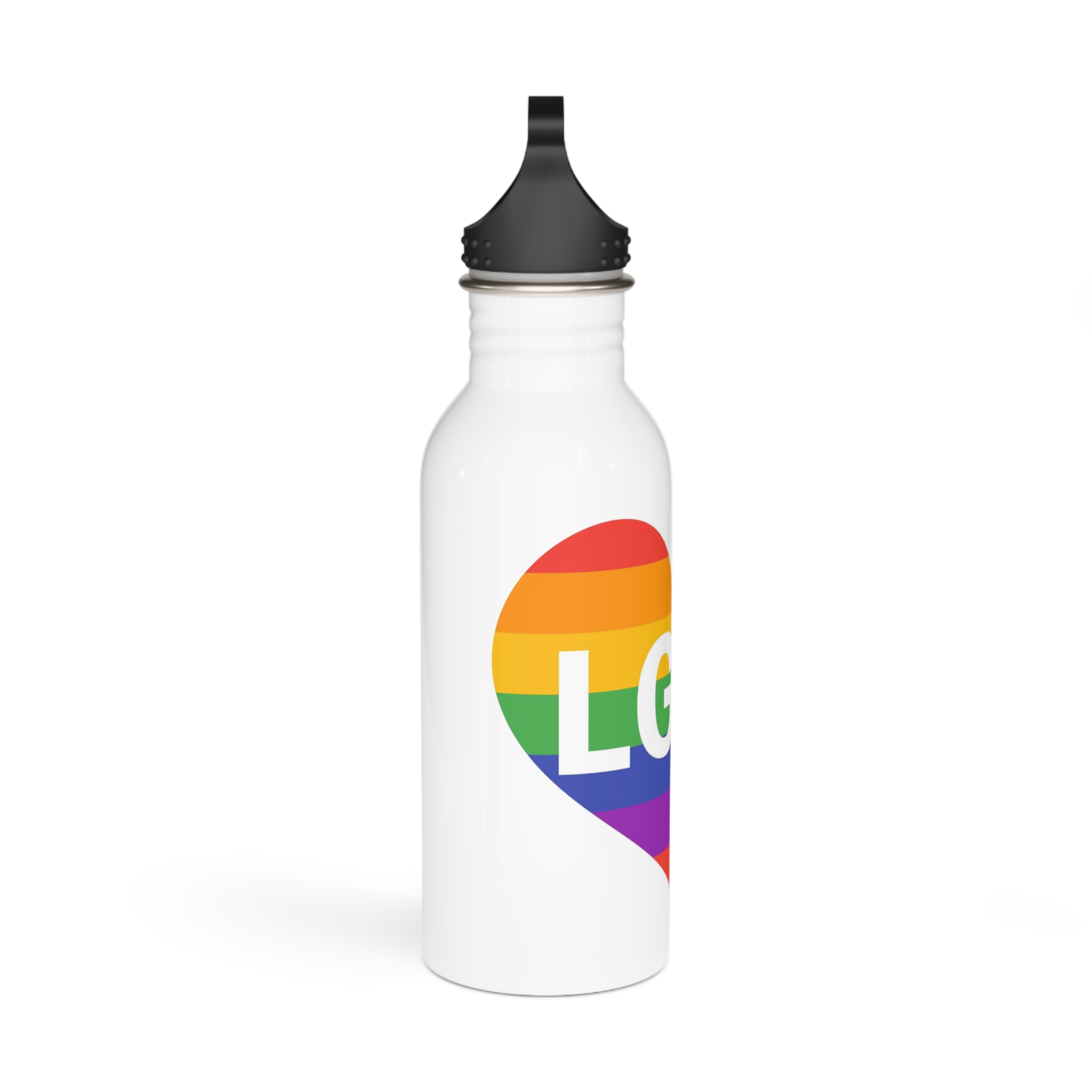 Lgbt Rainbow Colors Heart Mark Lgbt Letters Stainless Steel Water Bottle - Image 2