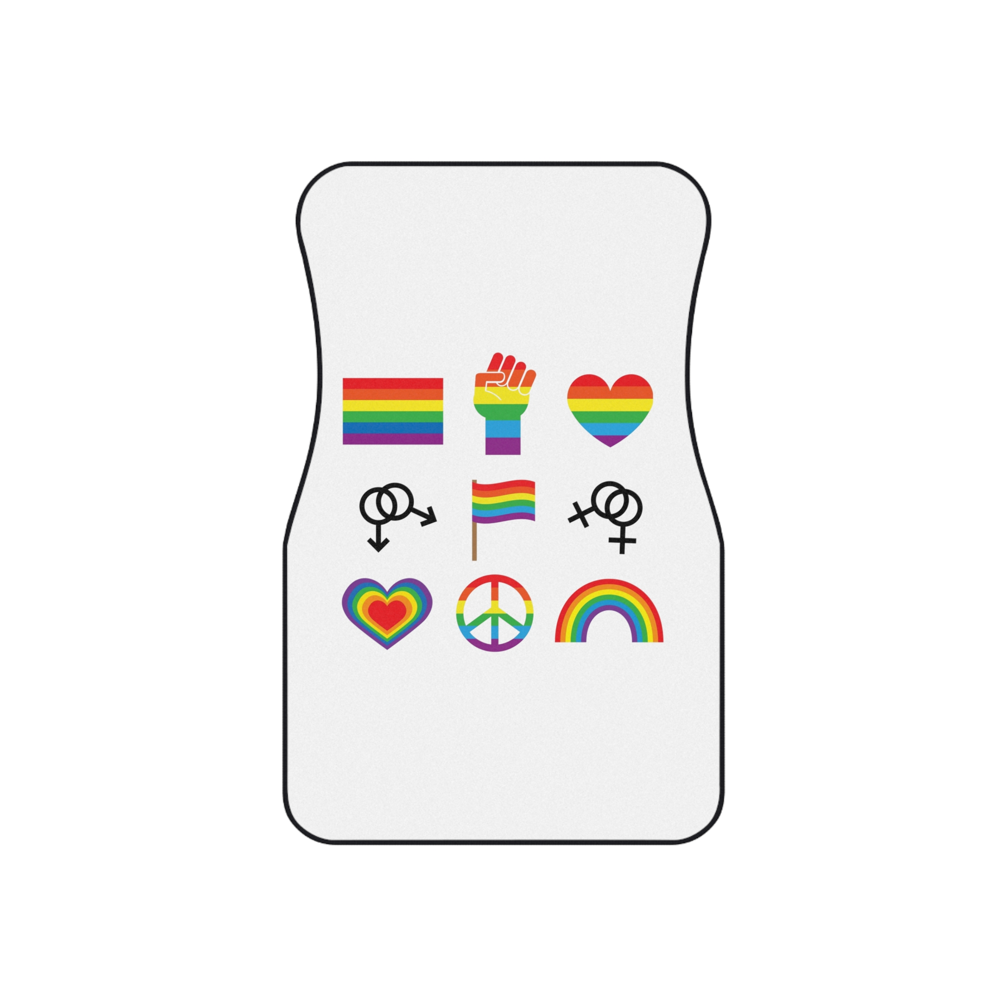 Set Flat Lgbt Homosexual Rainbow Flag Icon Symbols Car Mats Set Of 4 - Image 2