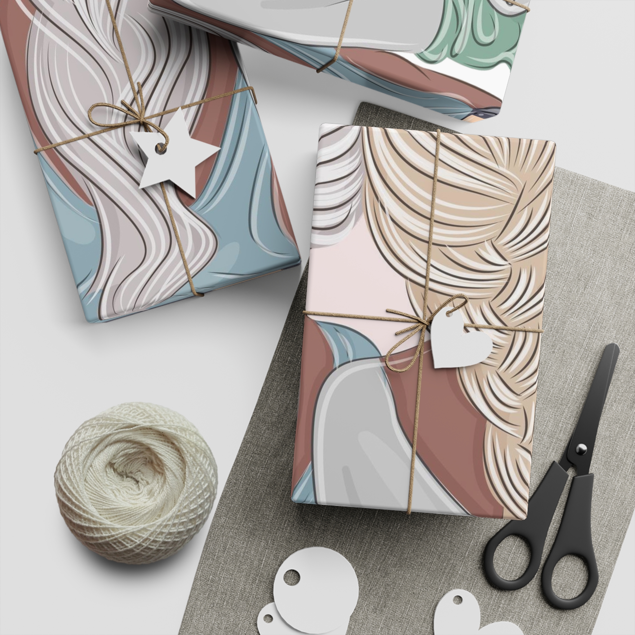 Stylish Girlfriends Two Sisters Show With Hands Heart View From Back Friendship Concept Fashion Vector Illustration Art Postcard Poster Interior Design Textile Print Gift Wrapping Paper Sheets 1pc - Image 5
