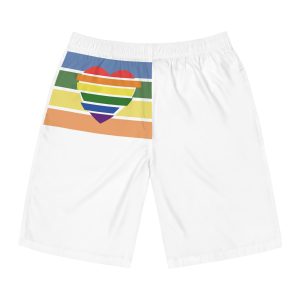Banner With Rainbow Colors Heart Shape Lgbti Card Pride Flag Vector Illustration Mens Board Shorts Aop