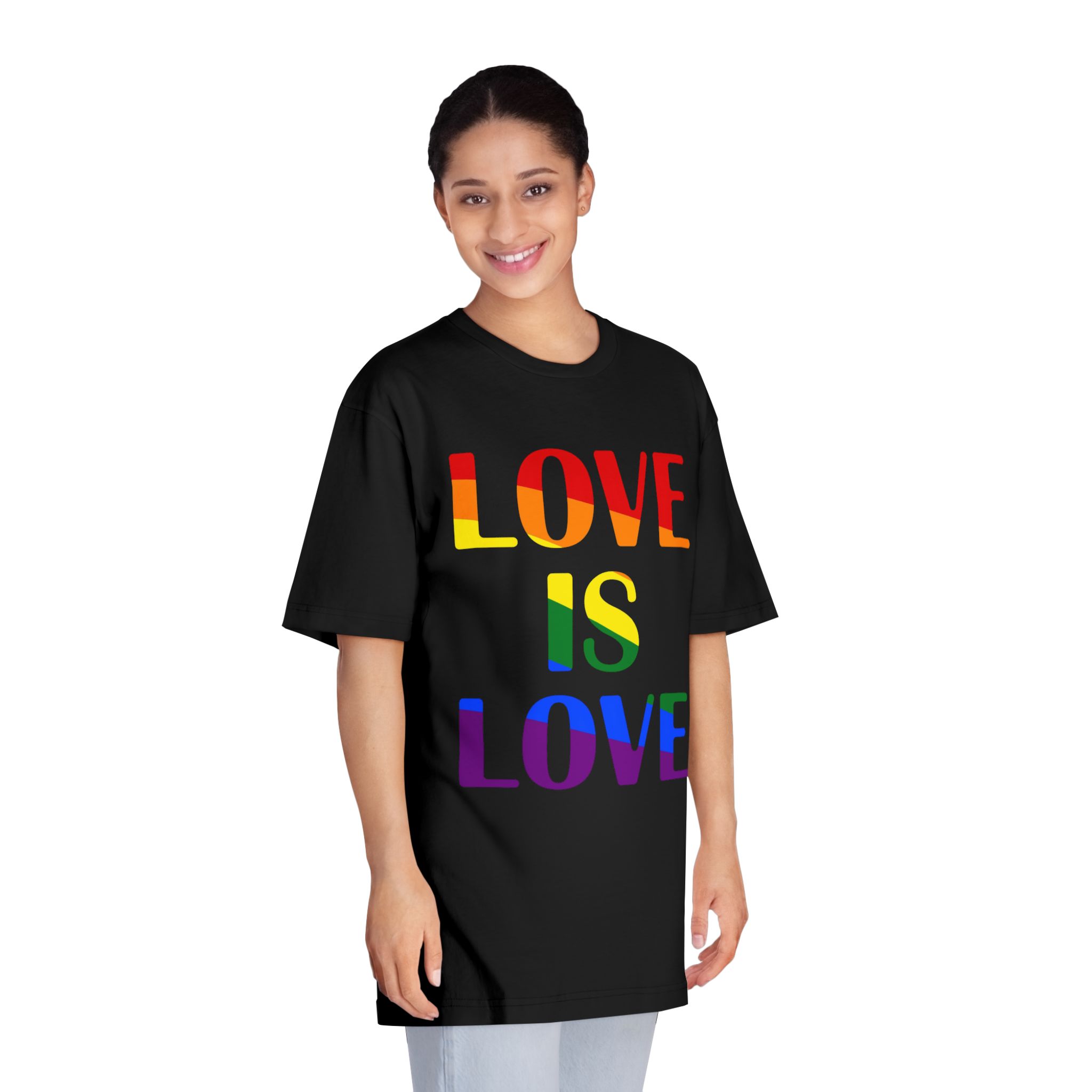 Love Is Love With Rainbow Colors Slogan Typography Banner - Unisex Classic Crewneck T Shirt - Image 7
