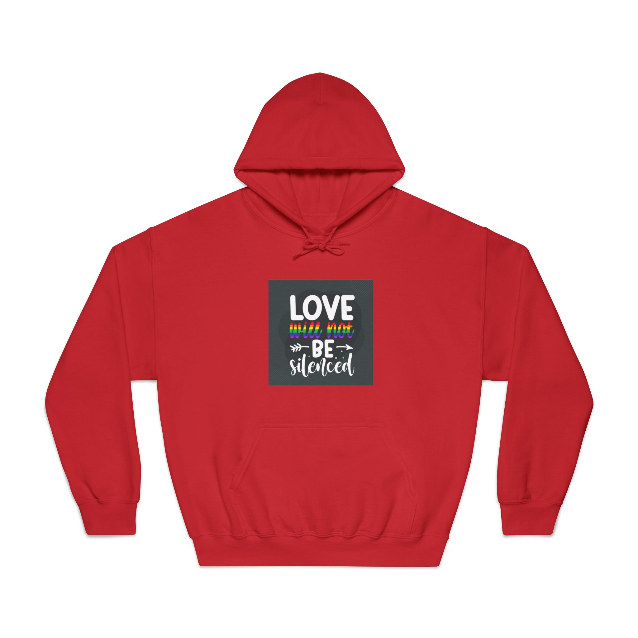Love Will Be Silenced Premium Gay Pride Lettering Vector Design Unisex Dryblend Hooded Sweatshirt - Image 33