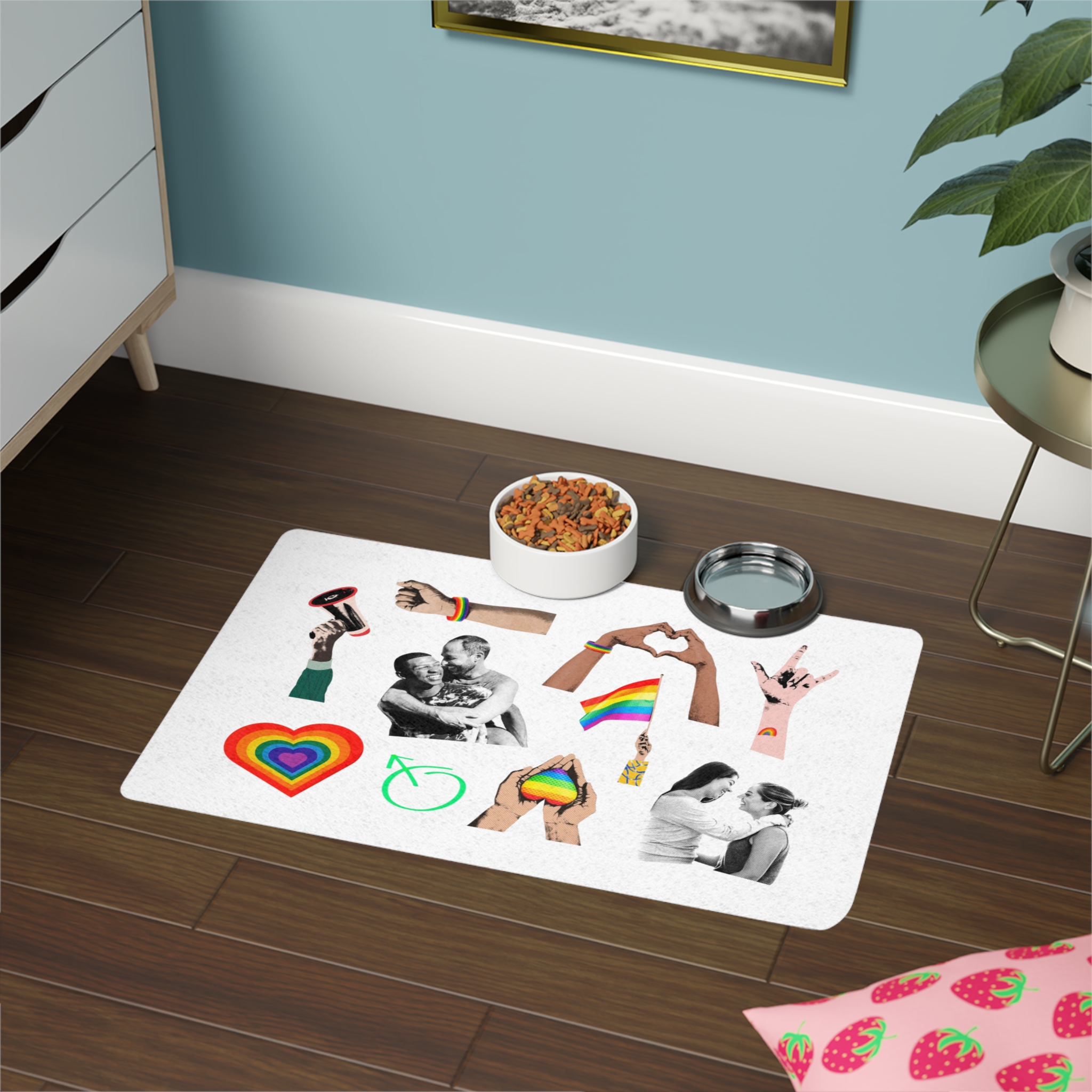 Gay Pride Sticker Rainbow Elements Set Vector Pet Food Mat 12x18 - Image 4