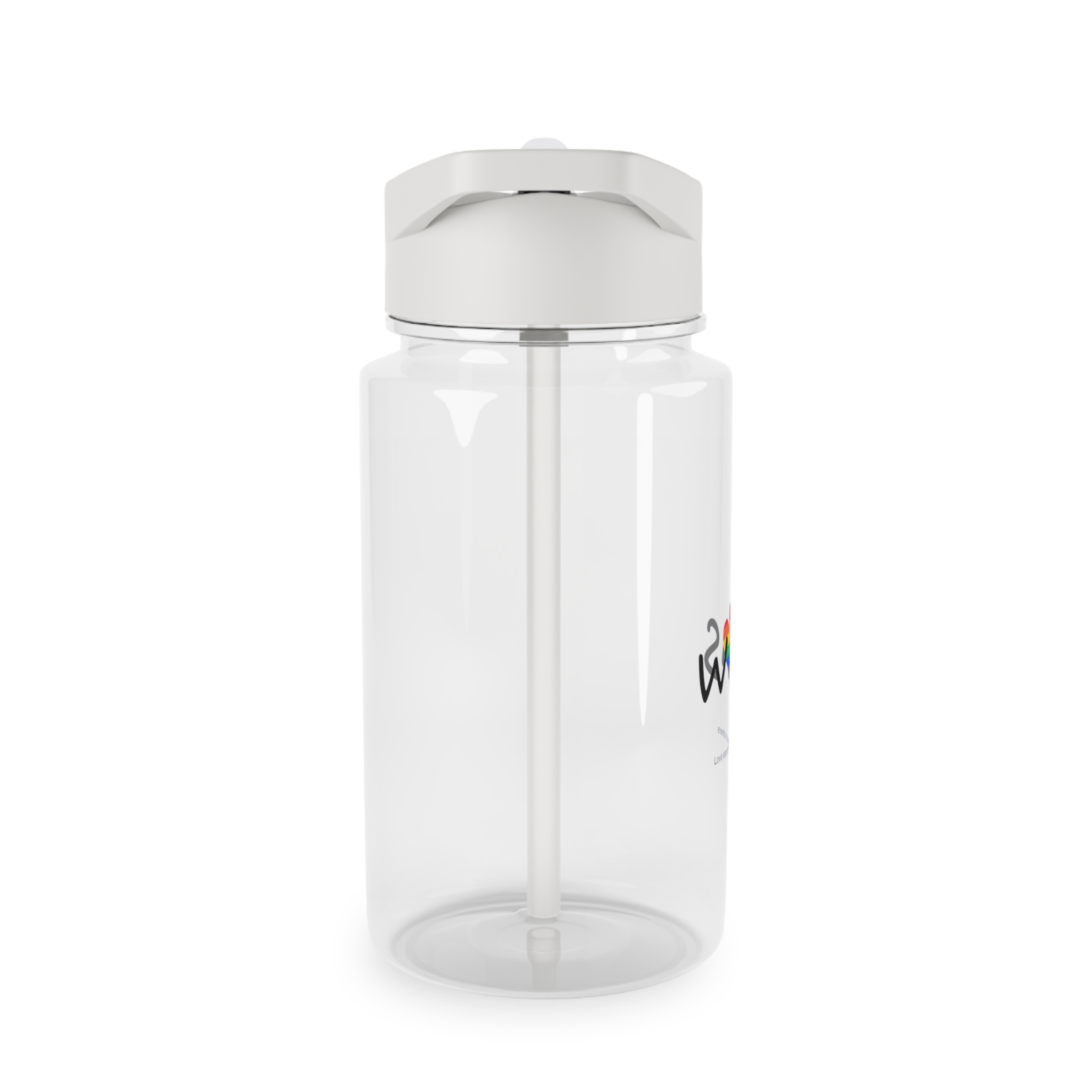 Love Letter Pride Rainbow Lettering Text Writing Pattern Freedom Love Heart Homo Colors Flag Parade (2) Tritan Water Bottle - Image 4