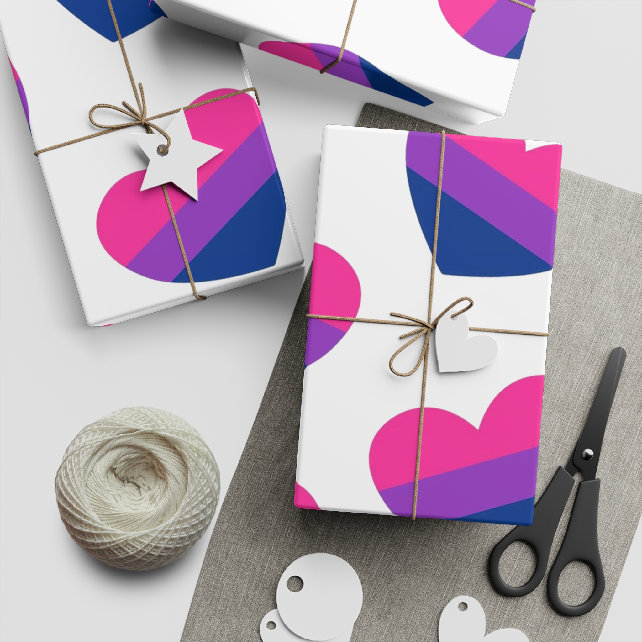 Vector Seamless Pattern Bisexual Flag Heart Gift Wrapping Paper Sheets 1pc - Image 5