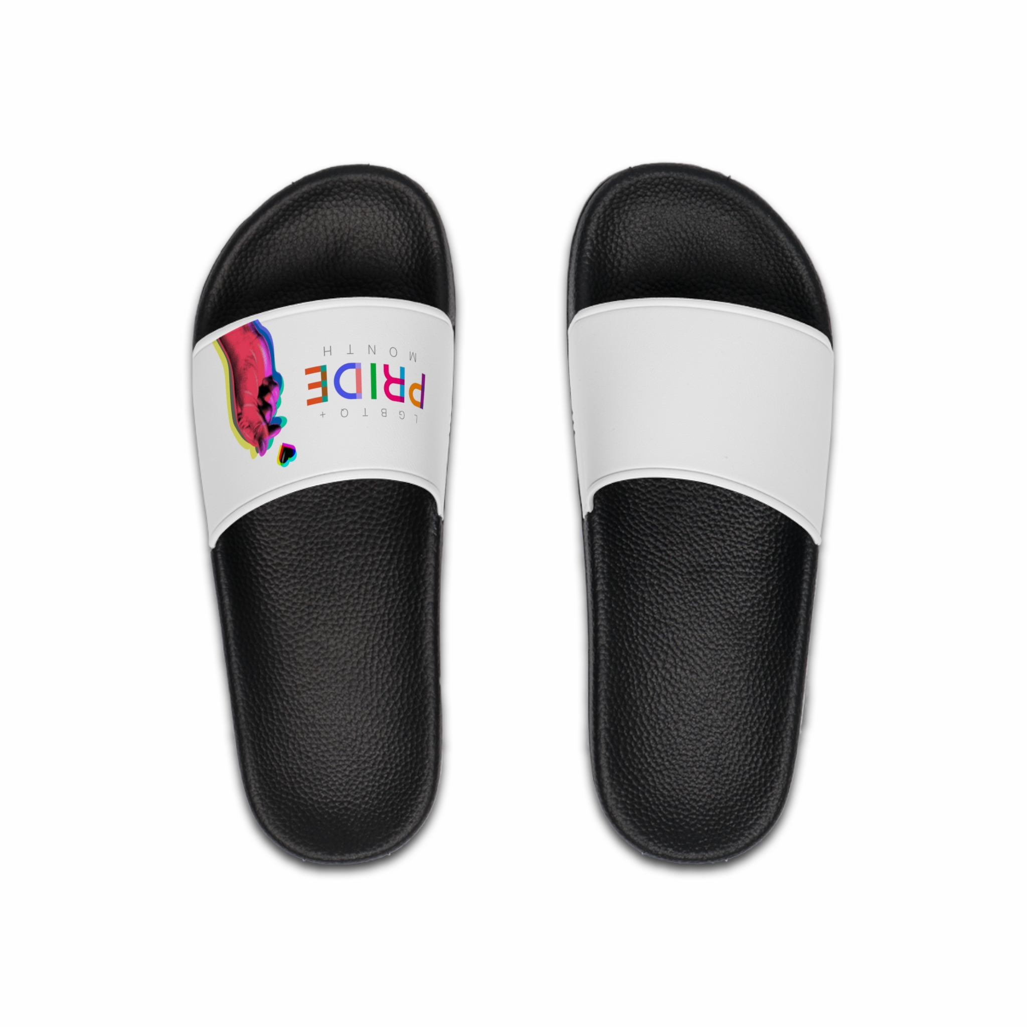 Pride Month Lgbtq Banner Gay Pride Month Rainbow Color Flat Design Hand Together Love Sign Typography Mens Slide Sandals