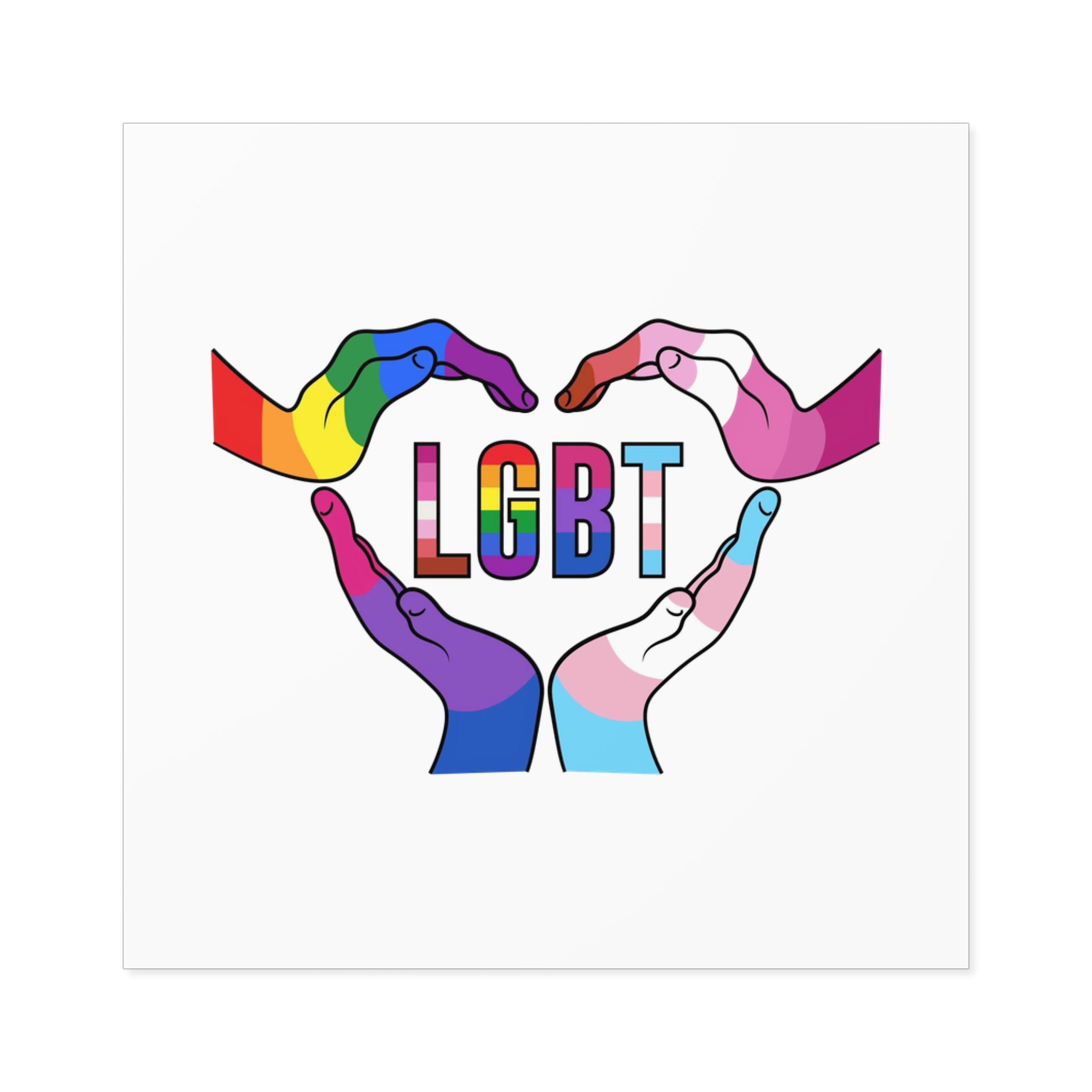 Lgbt Hands United Pride Month Rainbow Flag Vector Illustration Isolated White Background Laminate Stickers Square - Image 69