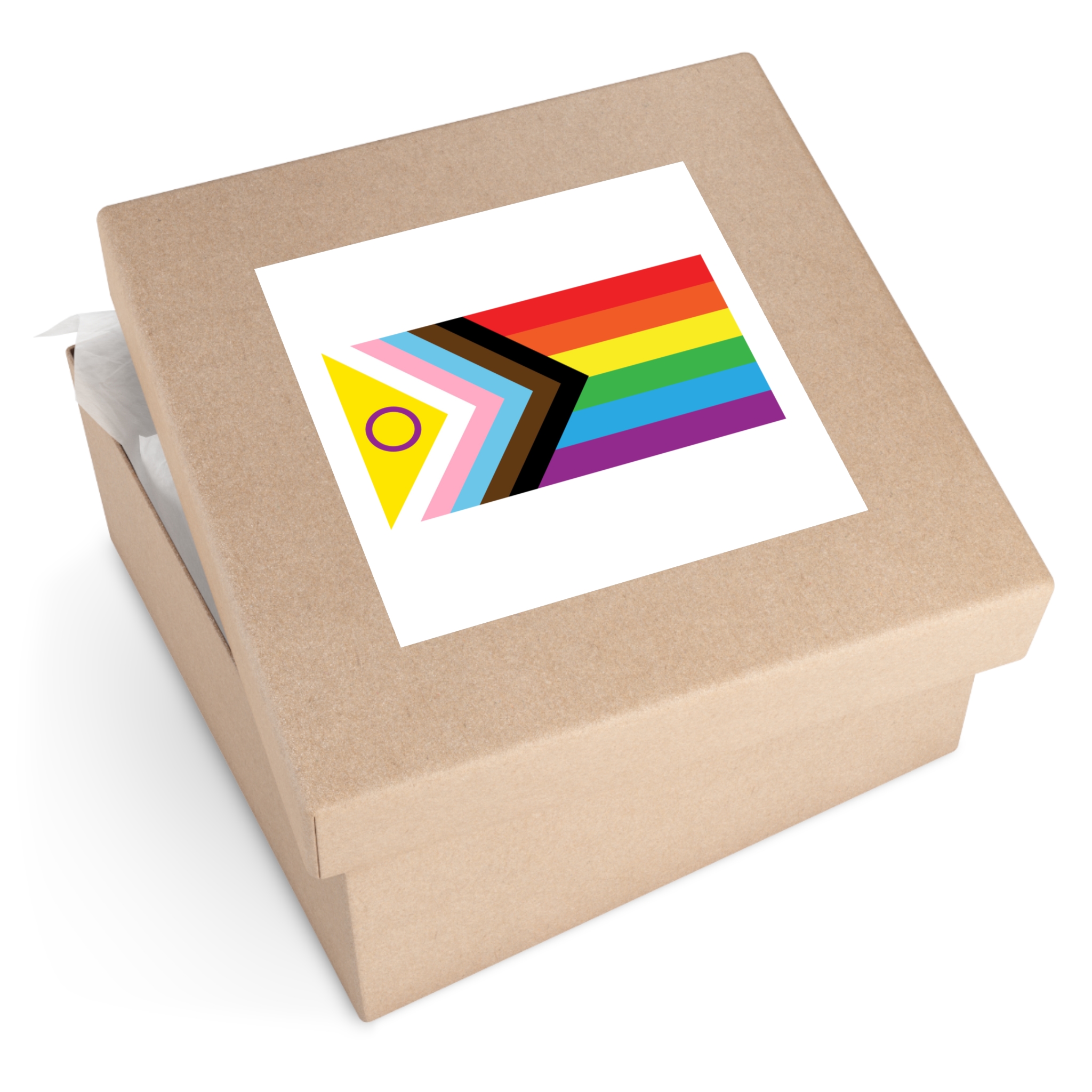 Intersex Inclusive Progress Pride Flag Laminate Stickers Square - Image 63