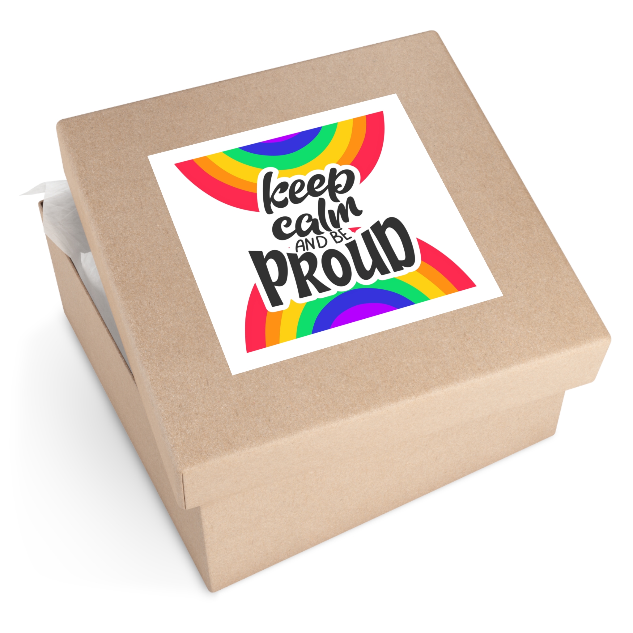Keep Calm Be Proud Lgbt Lettering Quote Pride Poster Concept With Colorful Rainbow Vector Laminate Stickers Square - Image 63