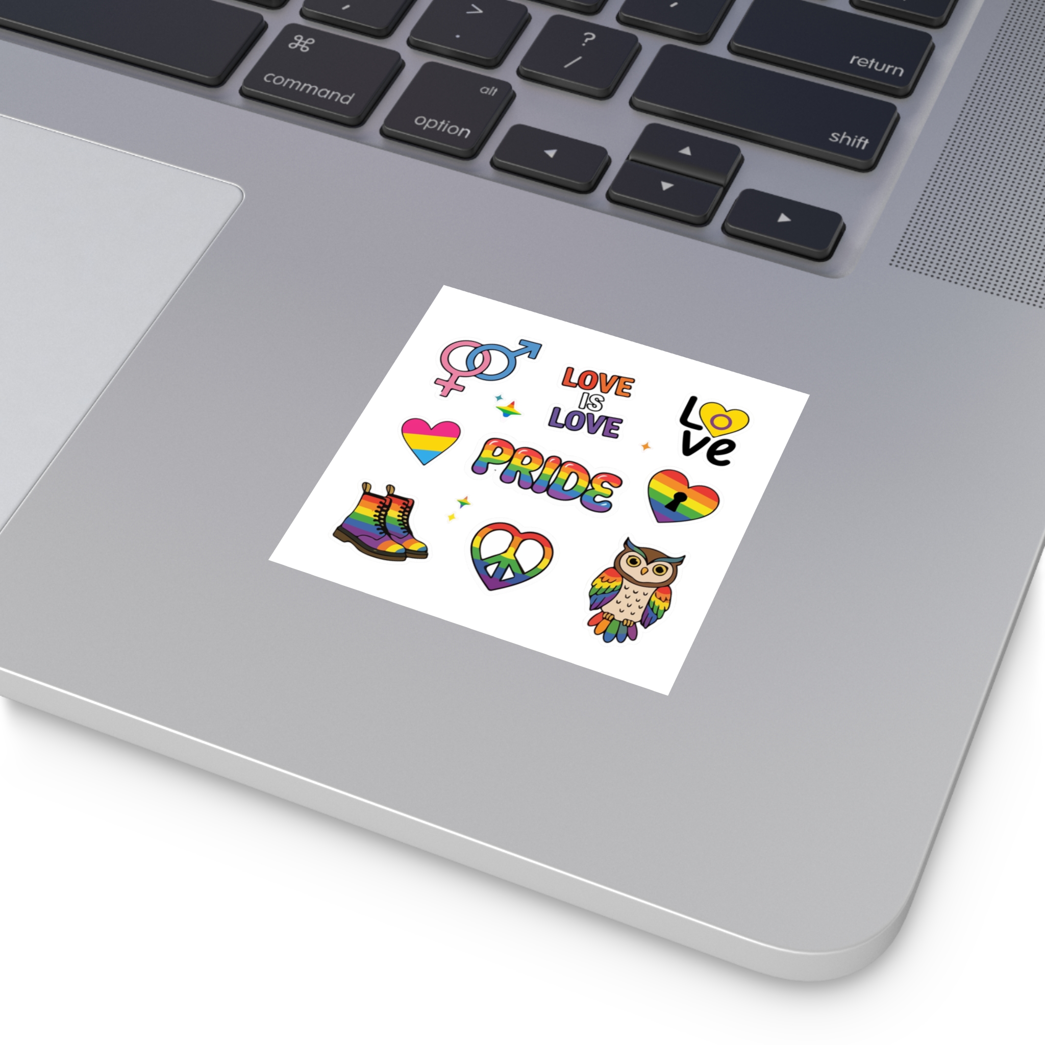 Pride Stickers Doodle Set Colorful Lgbtq Hand Drawn Icons Pack Laminate Stickers Square - Image 3