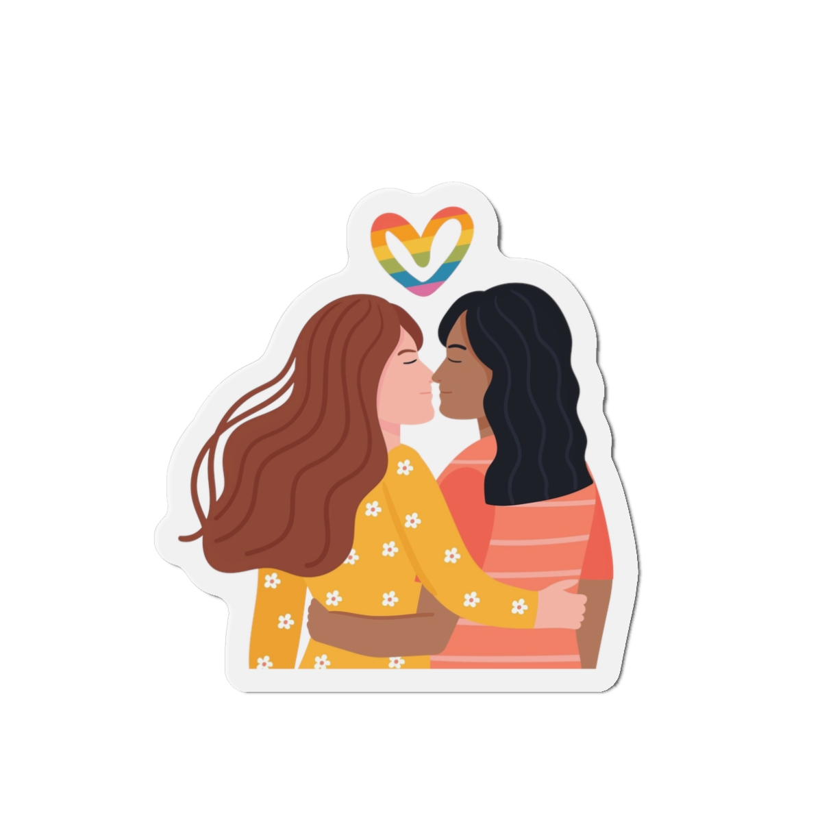 Hand Drawn Affectionate Lesbian Kiss (1) Die Cut Magnets - Image 4