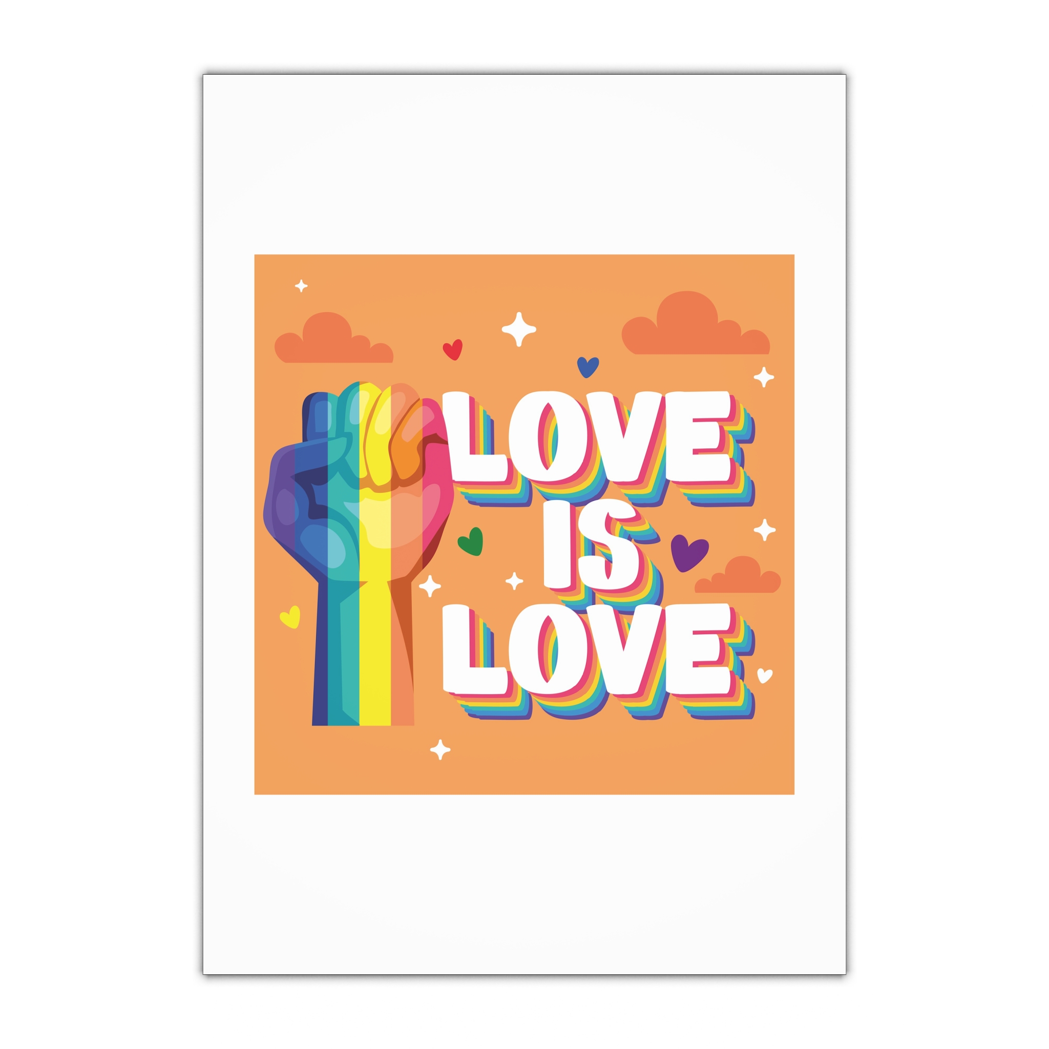 Love Is Love Lettering With Fist Gift Wrapping Paper Sheets 1pc