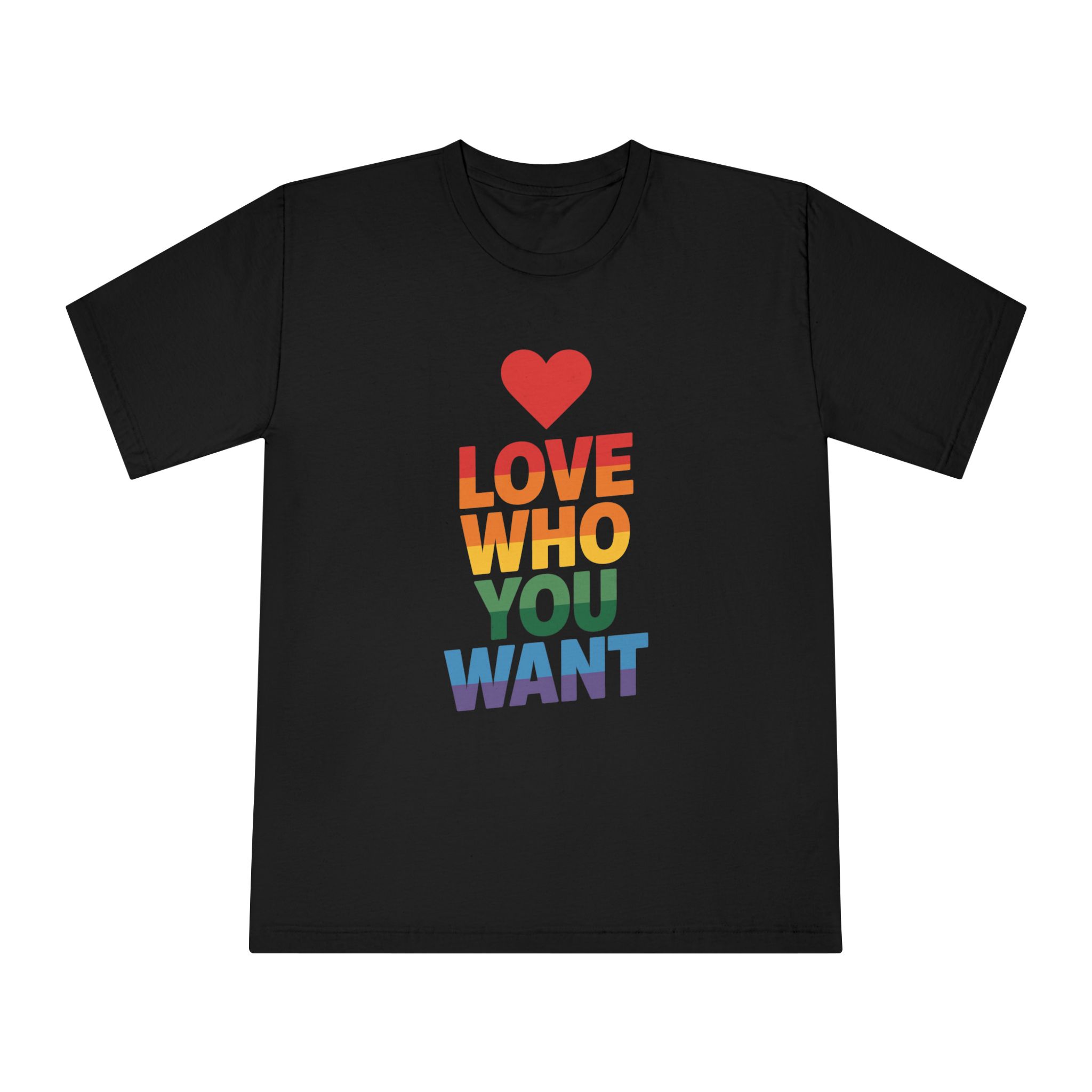 Rainbowcolored Text With Heart Symbol Saying Love Who You Want - Unisex Classic Crewneck T Shirt - Image 5