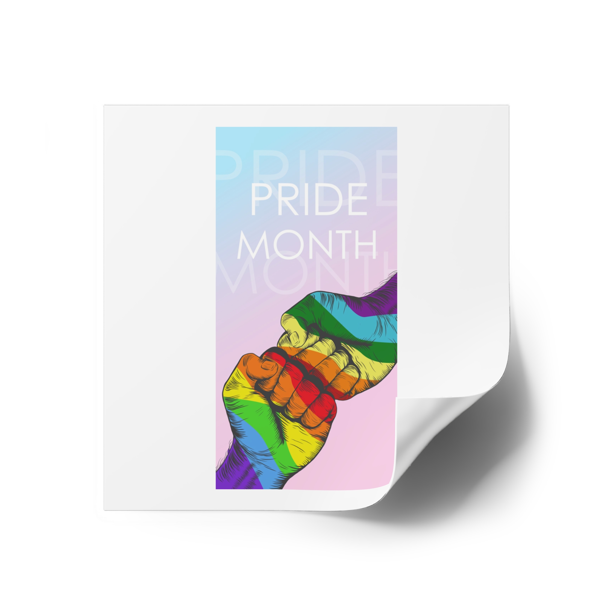Rainbow Colored Hand Fist Fist Gesture Gay Pride Month Background Lgbt Concept Laminate Stickers Square - Image 18