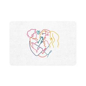 Lesbian Family Clipart Lgbtq Line Portrait Illustration Vector Pet Food Mat 12x18