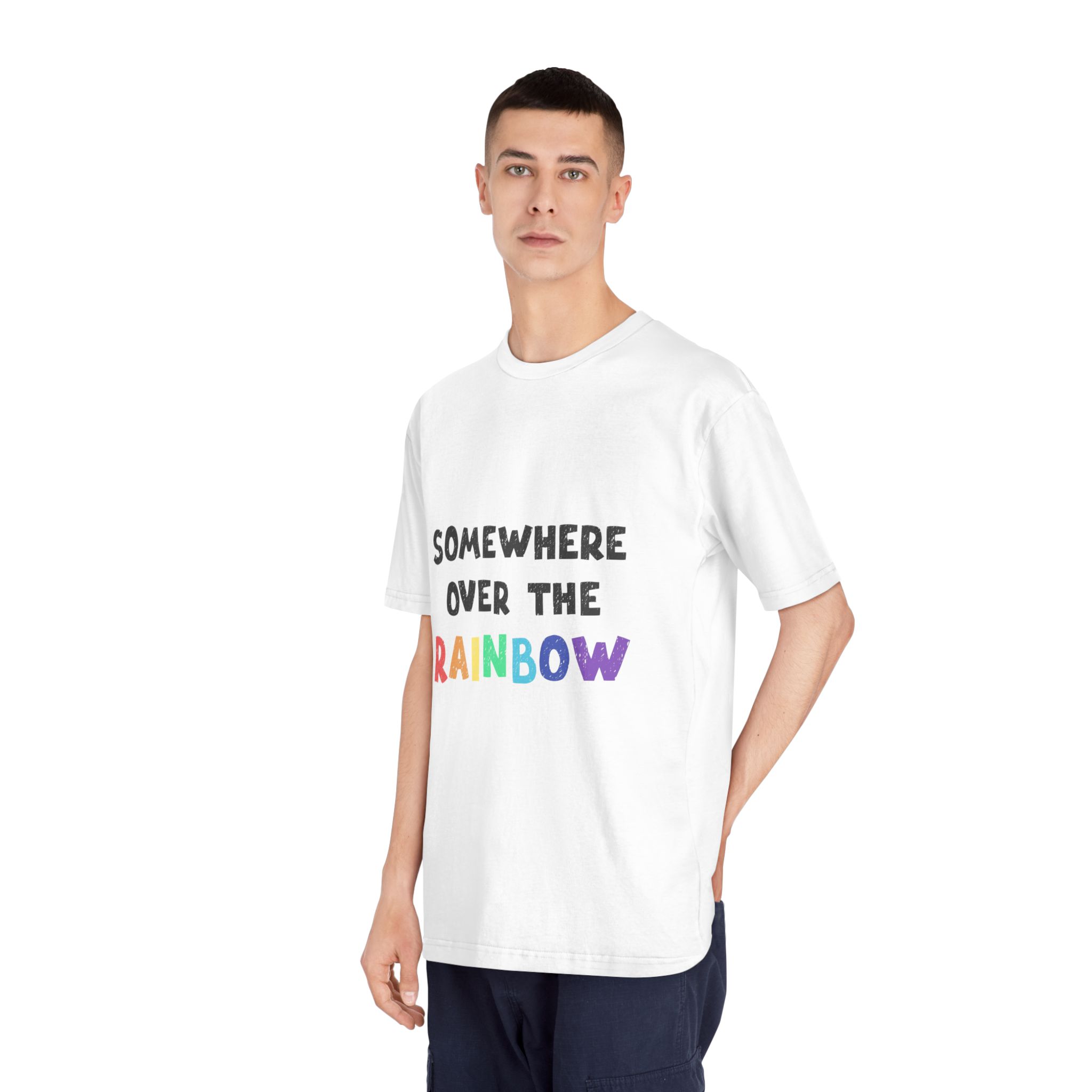 Vector Illustration With Hand Drawn Lettering Rainbow - Unisex Classic Crewneck T Shirt - Image 4