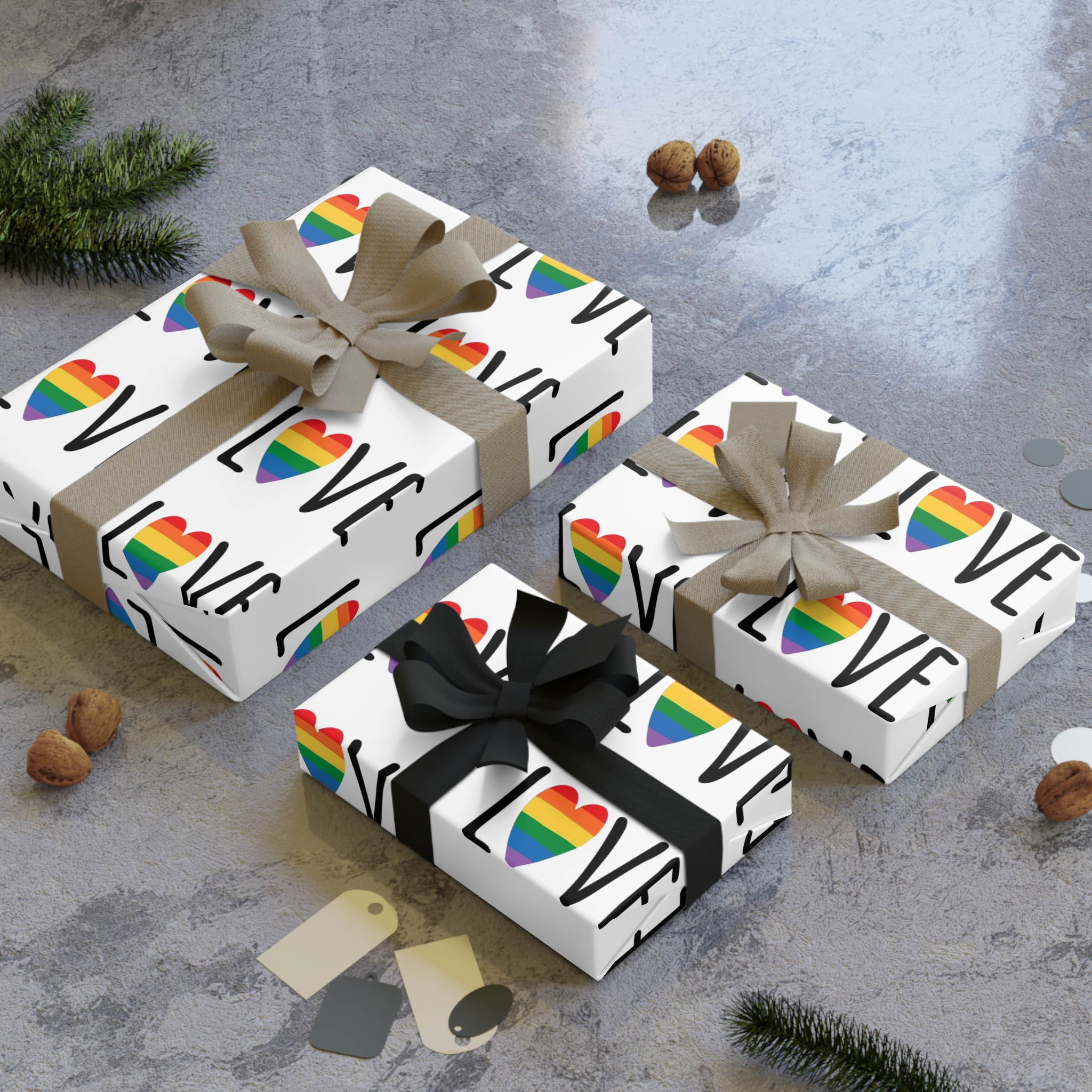 Seamless Pattern Lgbt Rainbow Love Text Gift Wrapping Paper Rolls 1pc - Image 4