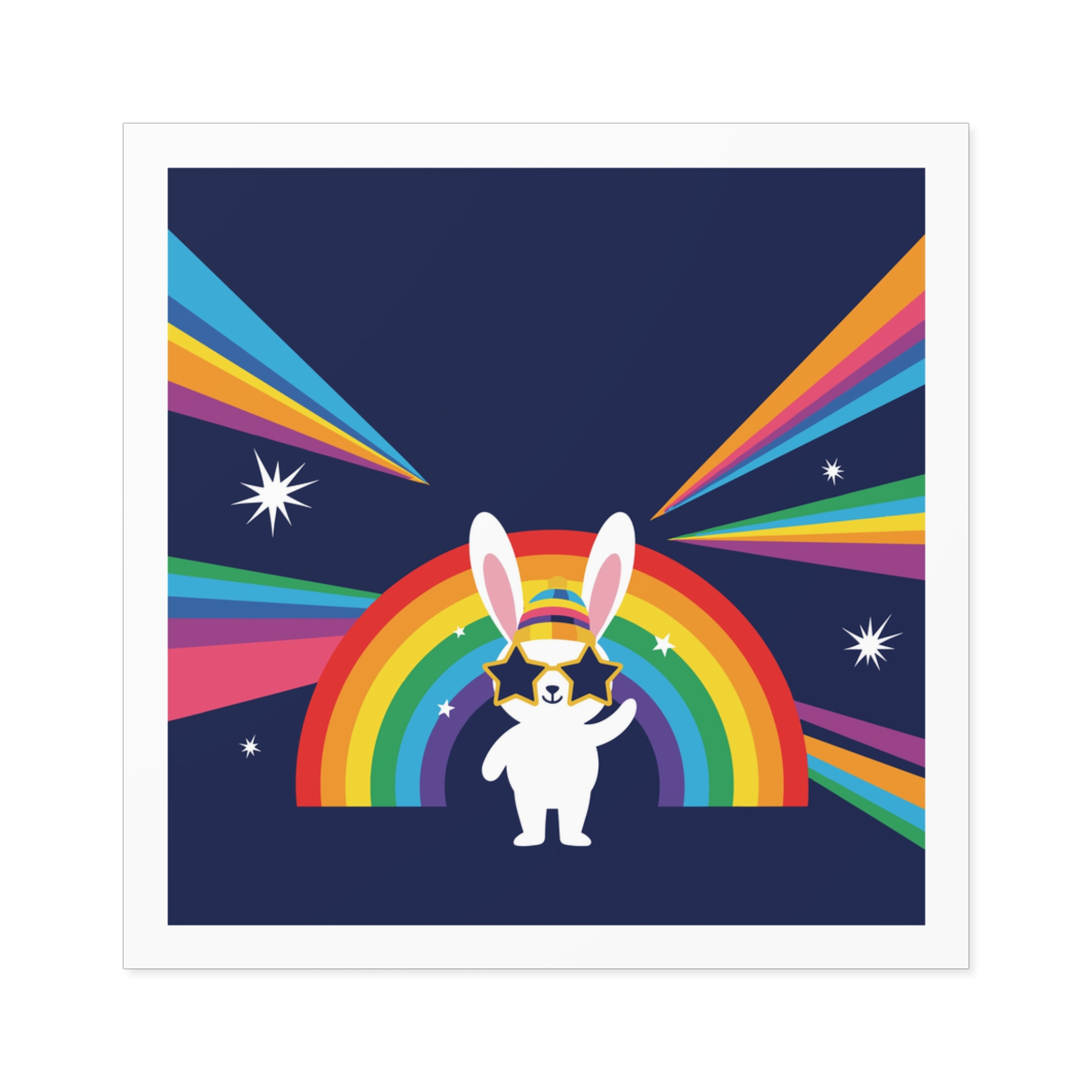 Happy Bunny With Rainbow Stars Laminate Stickers Square - Image 17