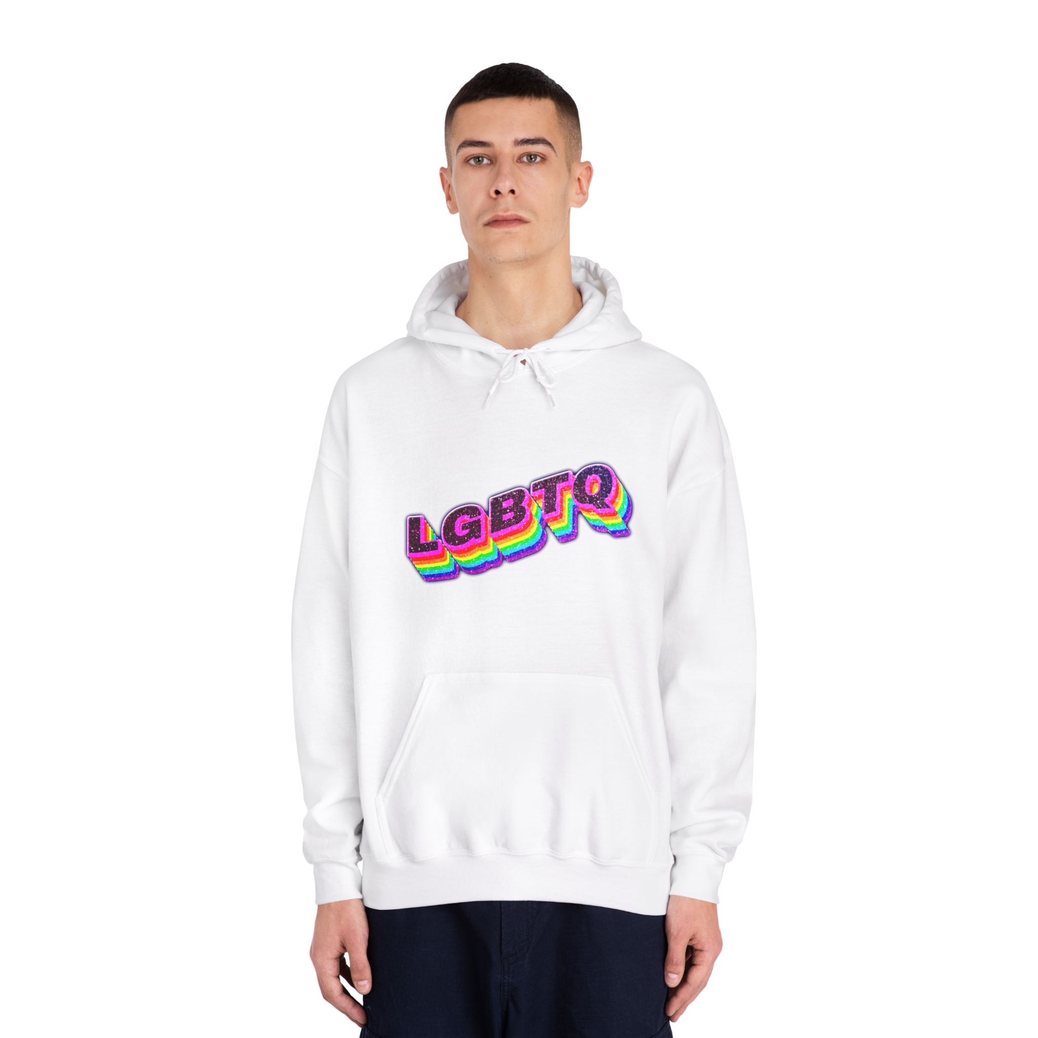 Lgbtq Rainbow 3d Png Typography Unisex Dryblend Hooded Sweatshirt - Image 3