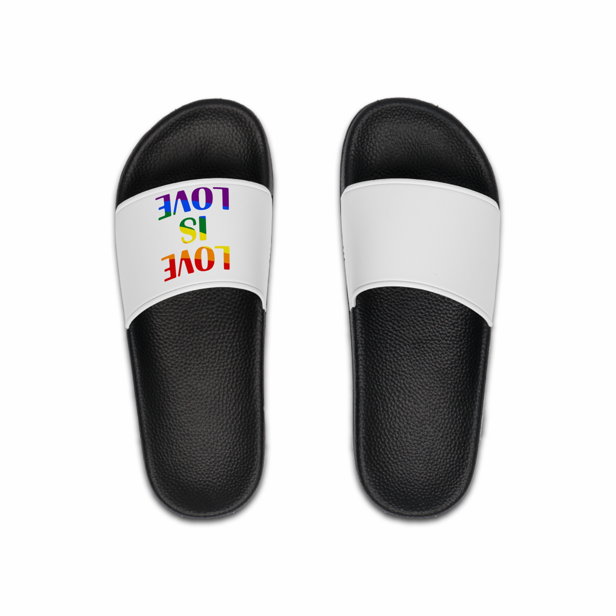Love Is Love With Rainbow Colors Slogan Typography Banner Mens Slide Sandals