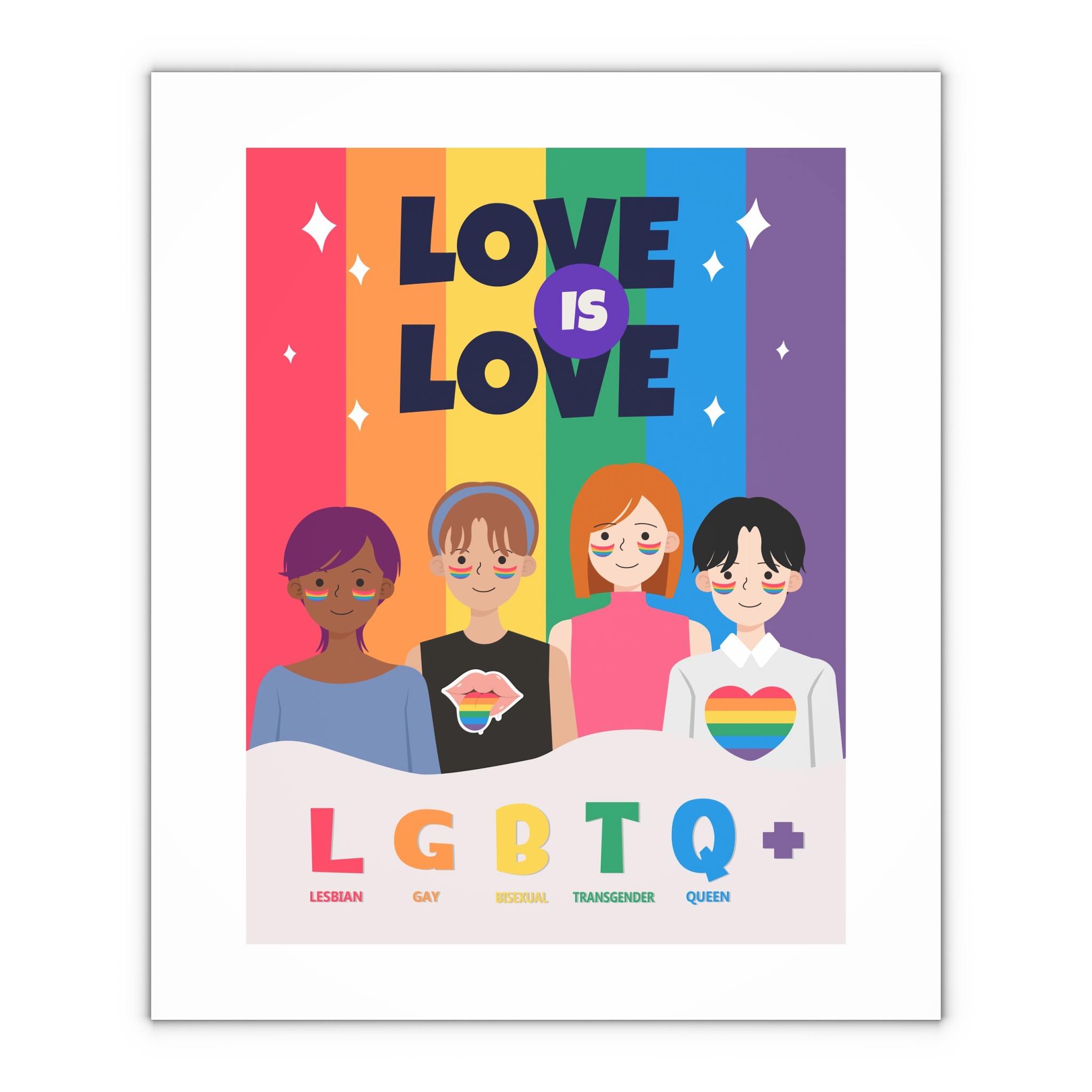 Lgbtq Pride Month Poster Vector With Diverse Characters Rainbow Celebrate Love Inclusivity Gift Wrapping Paper Sheets 1pc - Image 4