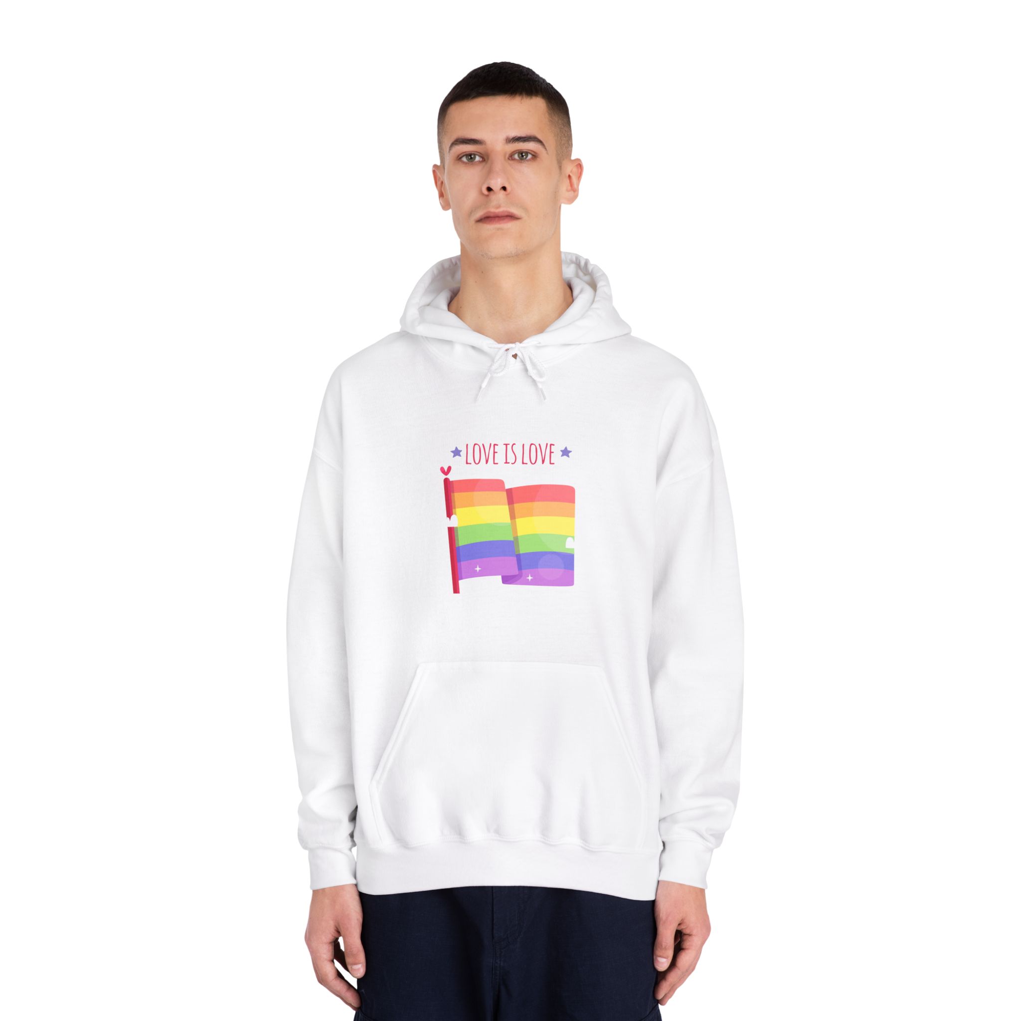 Pride Day Flag With Love Unisex Dryblend Hooded Sweatshirt - Image 3