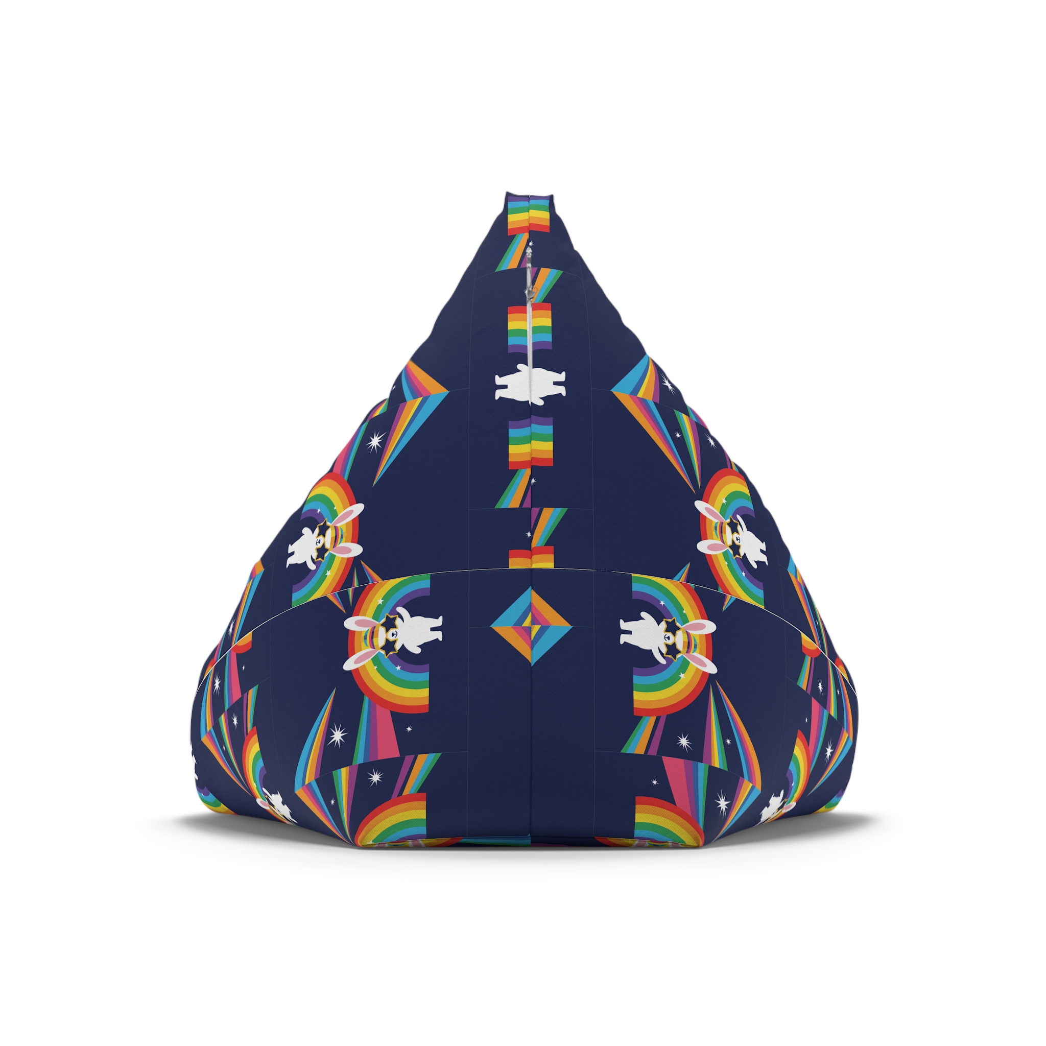 Happy Bunny With Rainbow Stars Bean Bag Chair Cover - Image 6