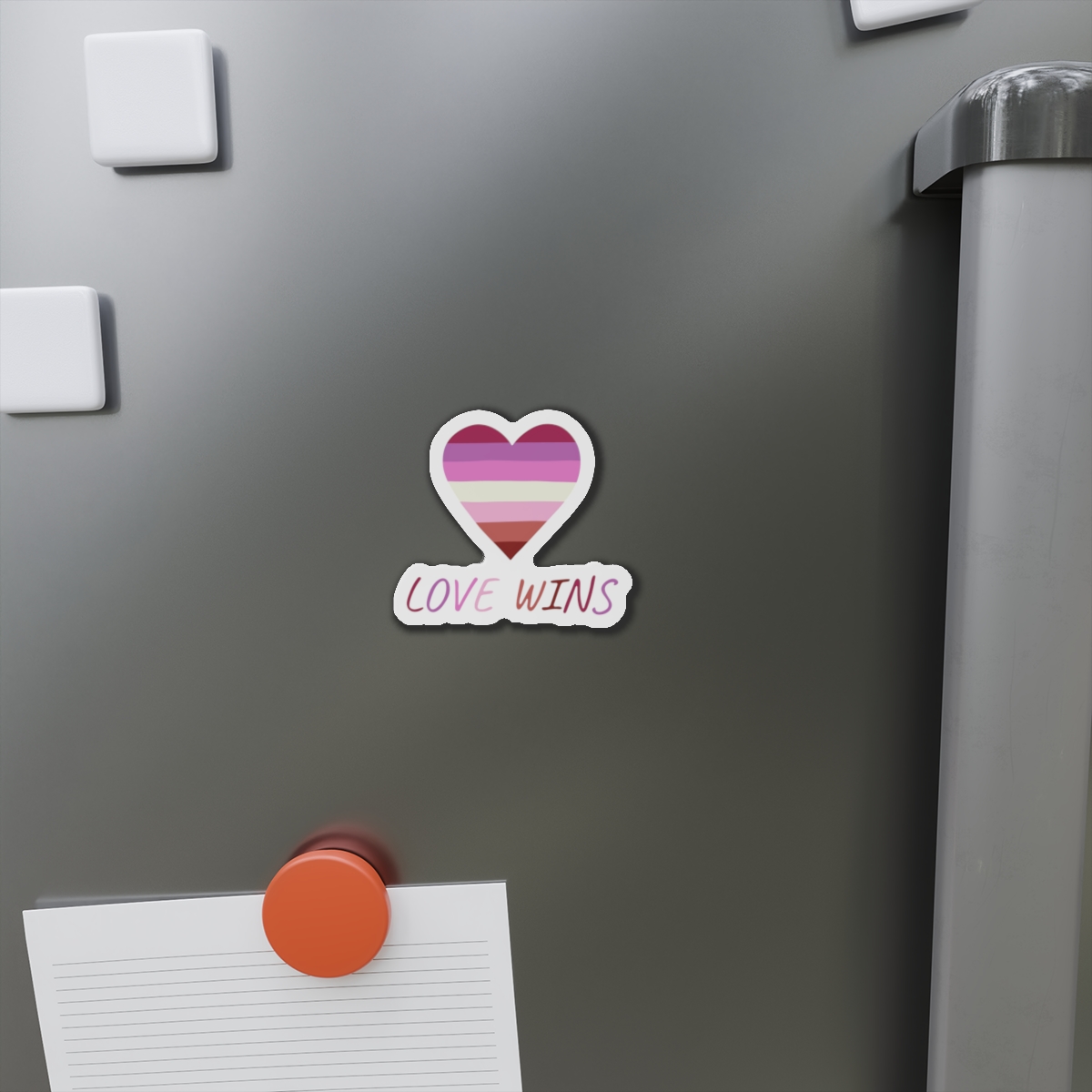 Colorful Heart Shape Lesbian Pride Flag Happy Pride Day Lgbtqia Community Pride Month Vector Hand Drawn Doodle Posters Stickers Logo Cards(2) Die Cut Magnets - Image 5
