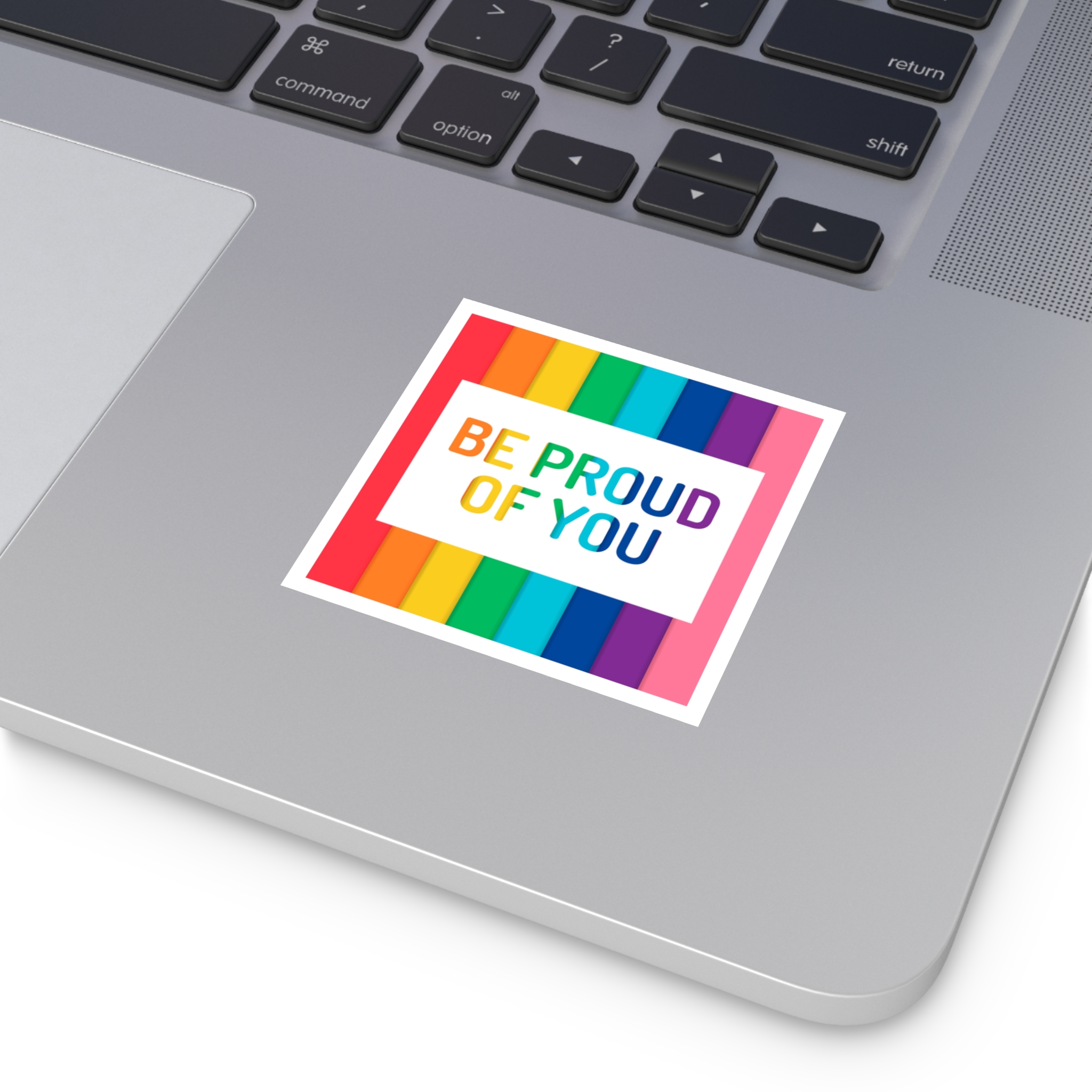 Rainbow Colored Background With Be Proud You Concept Pride Month Laminate Stickers Square - Image 15