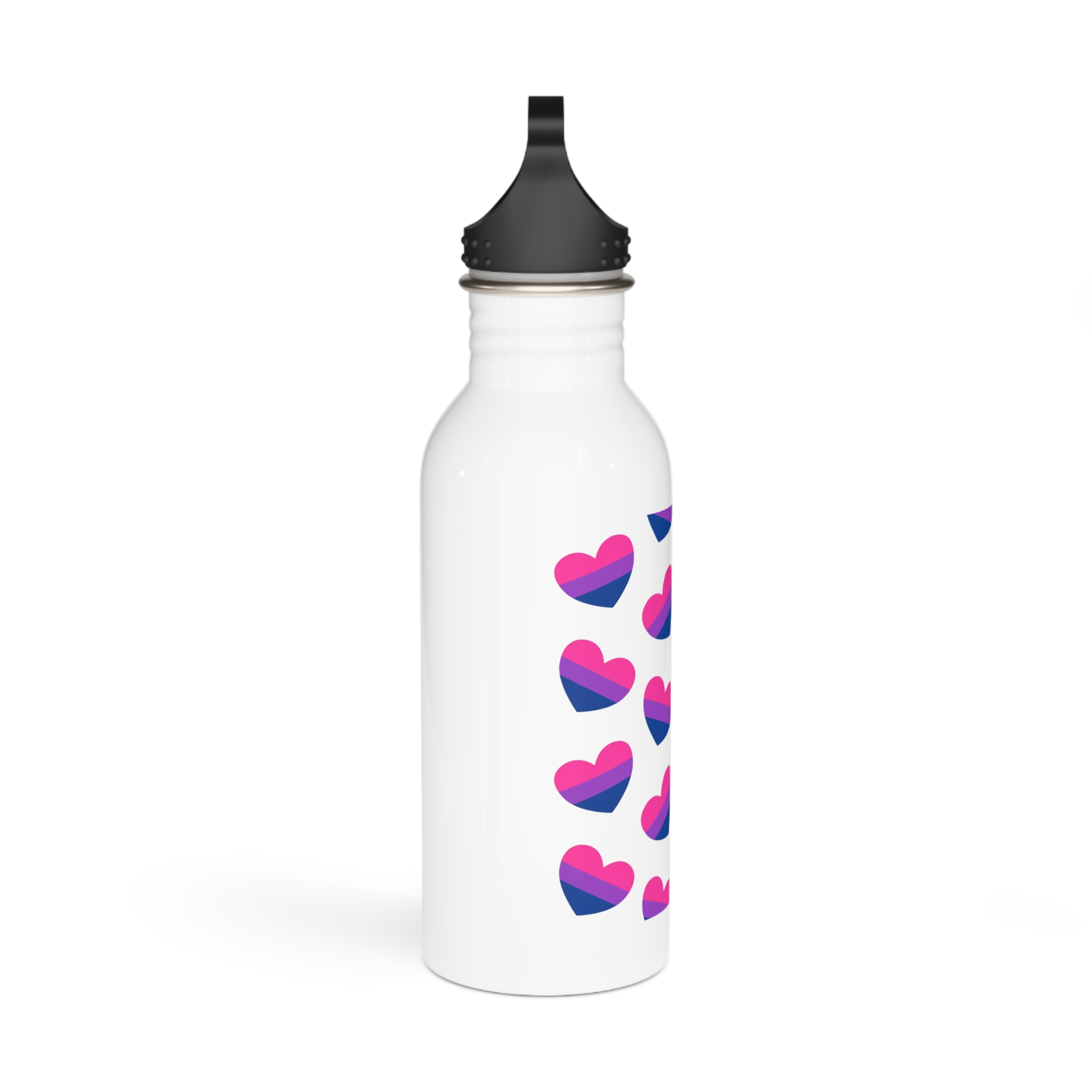Vector Seamless Pattern Bisexual Flag Heart Stainless Steel Water Bottle - Image 2